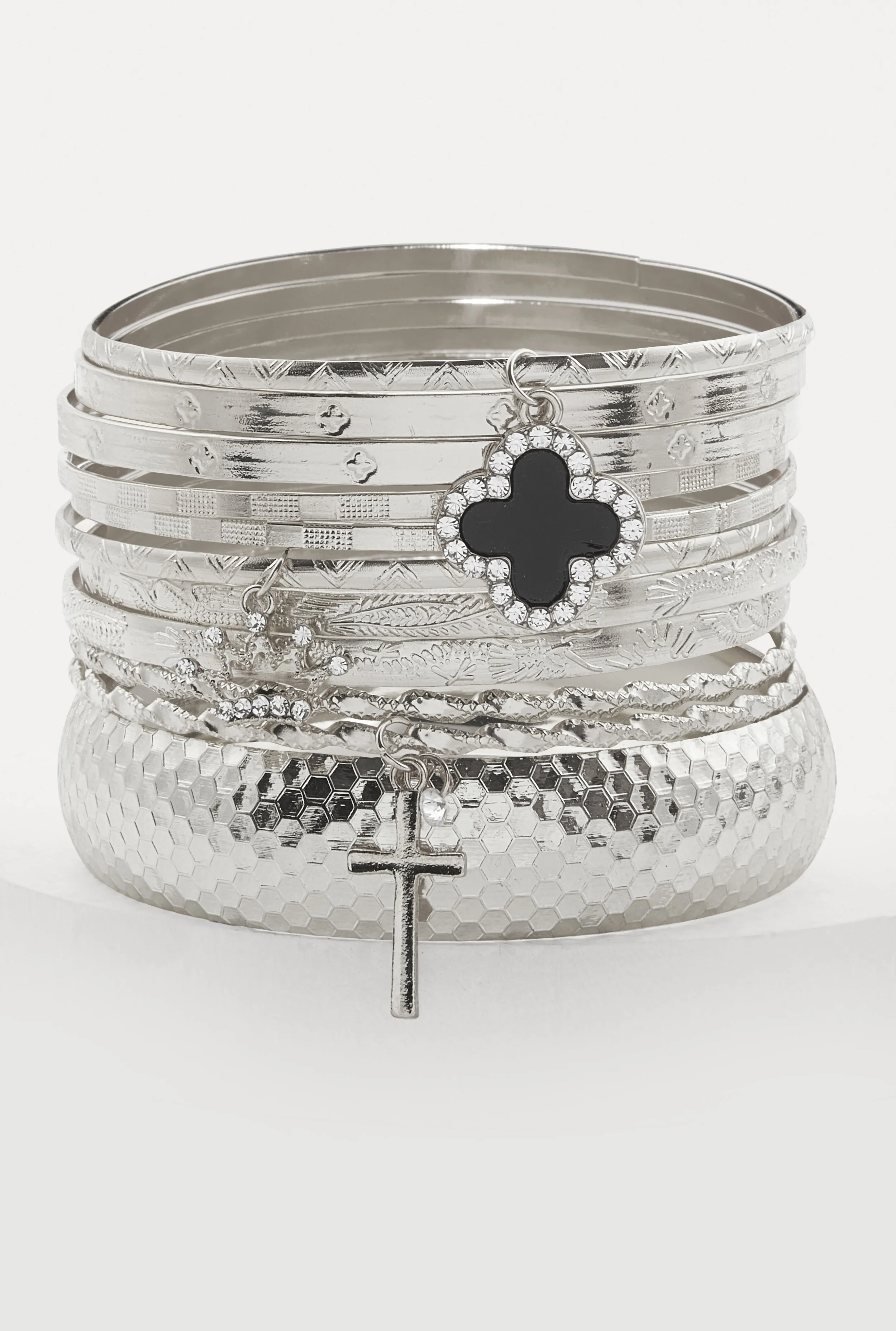 Assorted Metallic Charm Bangles Set of 11 sold by Rainbow