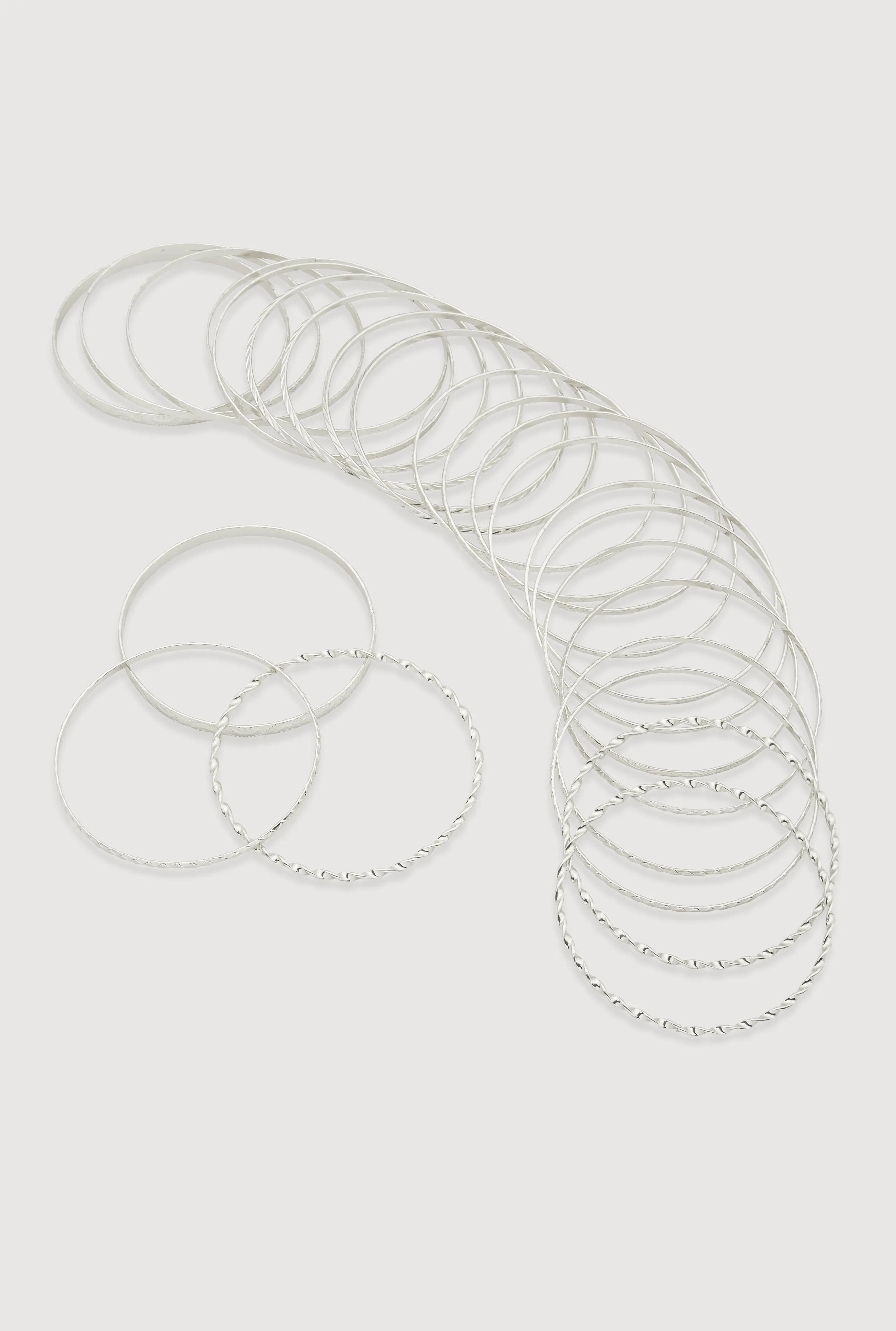 Plus Size Assorted Textured Metallic Bangles Set of 24 sold by Rainbow product image thumbnail 3