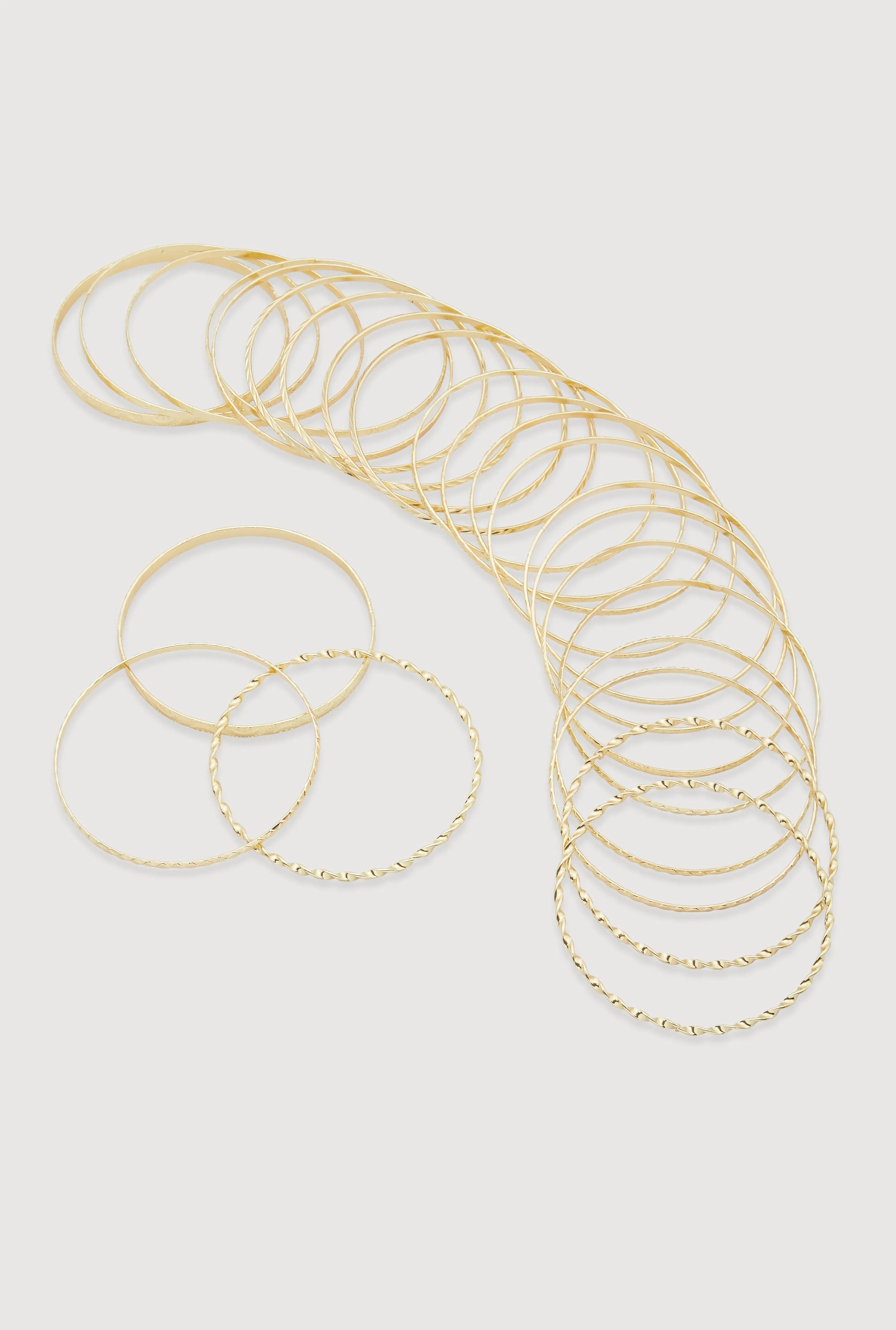 Plus Size Assorted Textured Metallic Bangles Set of 24 sold by Rainbow product image thumbnail 3