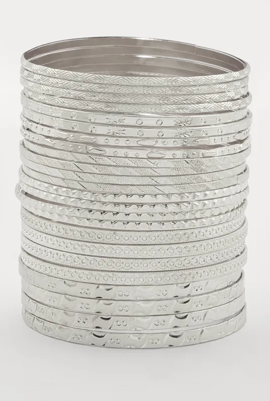 Plus Size Textured Metallic Bangles Set of 24 sold by Rainbow