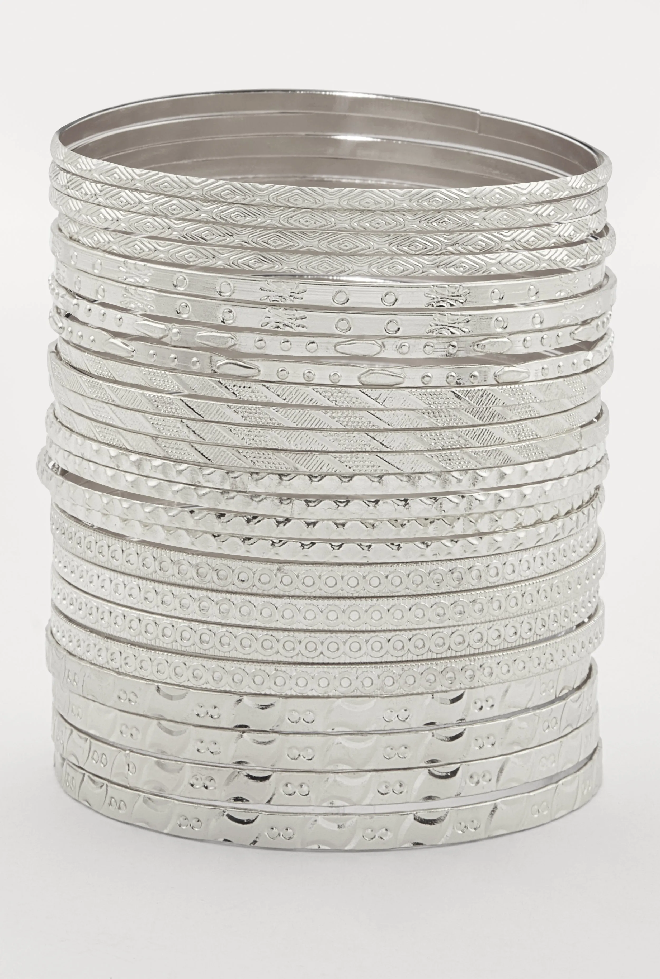 Plus Size Textured Metallic Bangles Set of 24 sold by Rainbow