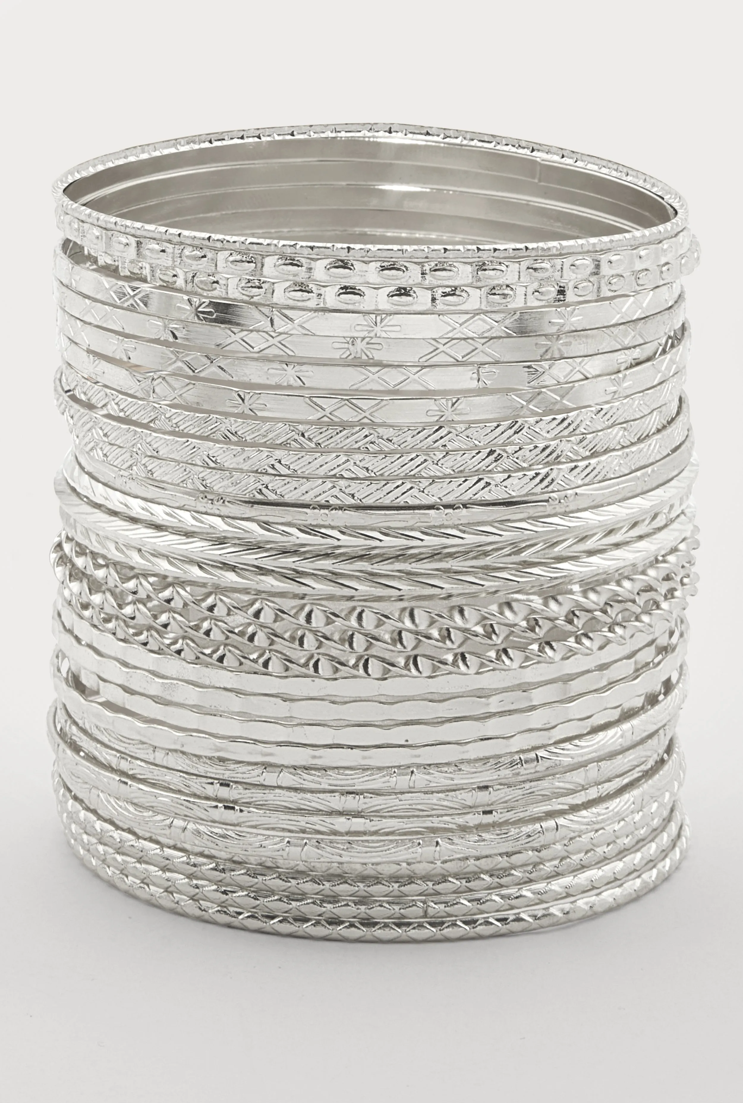 Plus Size Metallic Textured Bangles Set of 30 sold by Rainbow