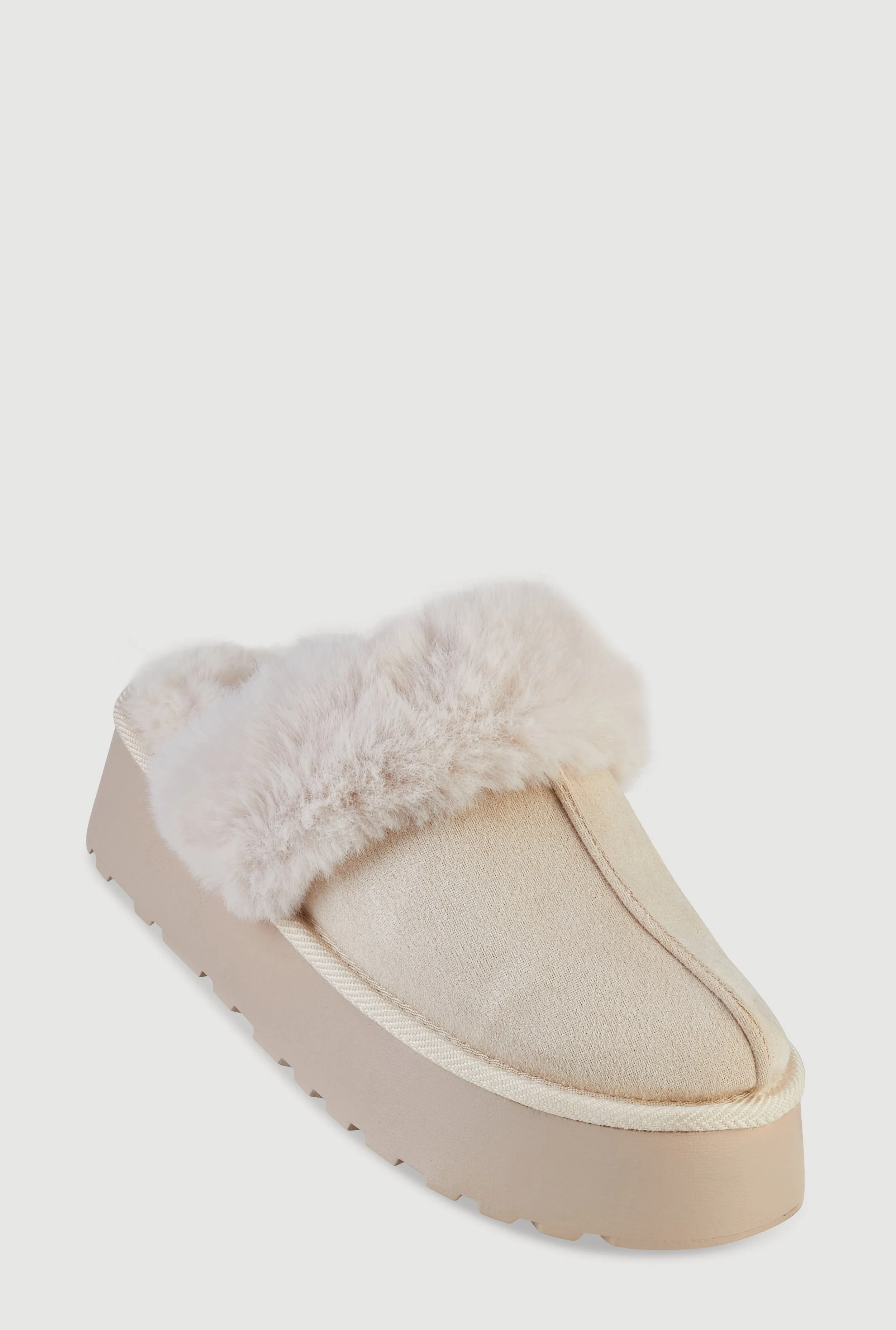 Faux Fur Platform Slippers sold by Rainbow