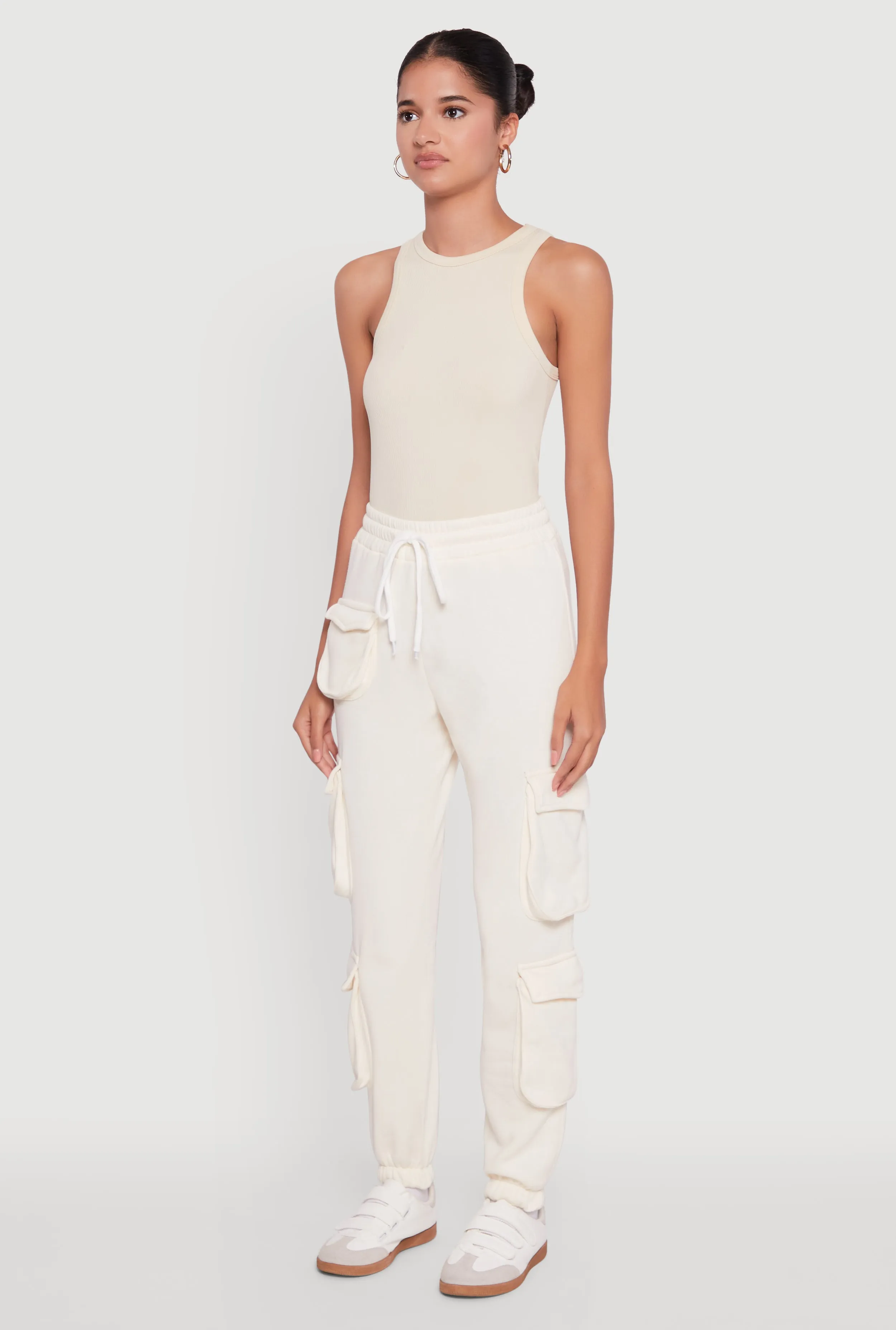 Fleece Drawstring Waist Cargo Joggers sold by Rainbow product image thumbnail 3