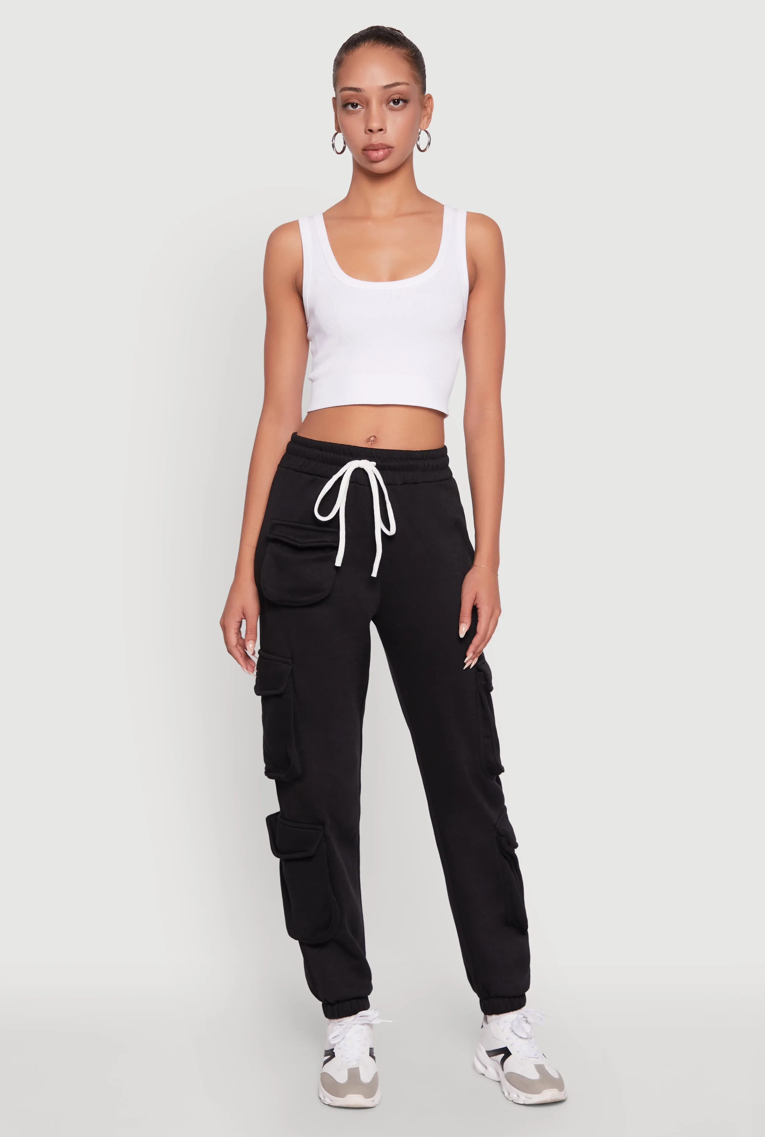 Fleece Drawstring Waist Cargo Joggers sold by Rainbow product image thumbnail 2