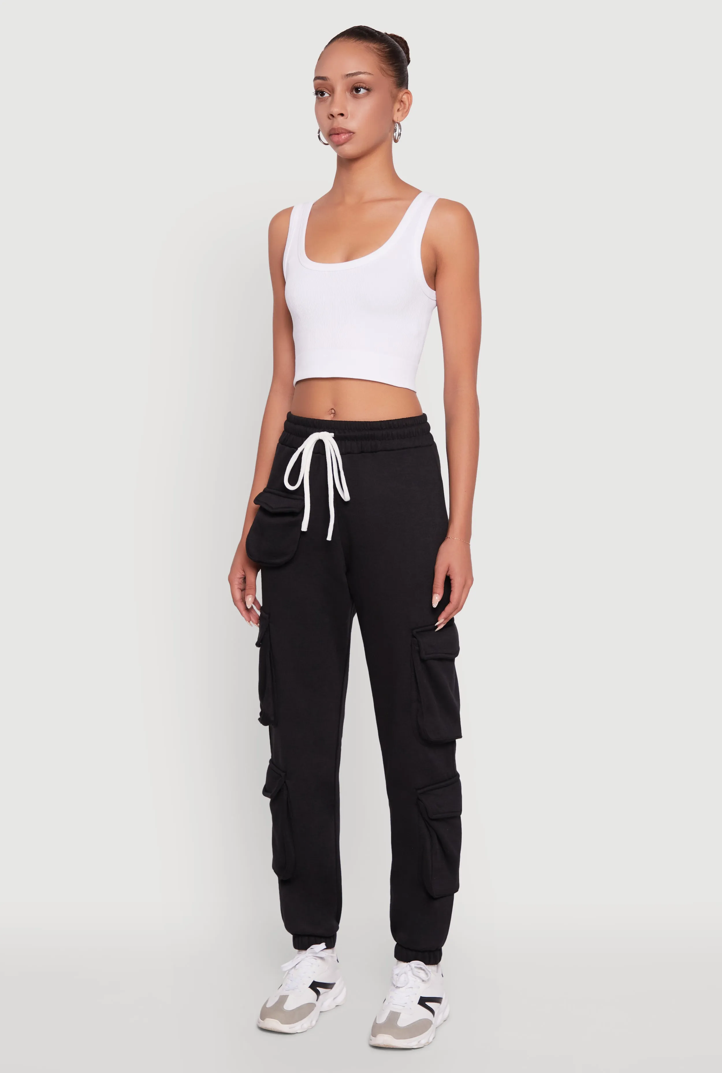 Fleece Drawstring Waist Cargo Joggers sold by Rainbow product image thumbnail 3