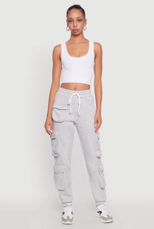 Fleece Drawstring Waist Cargo Joggers sold by Rainbow