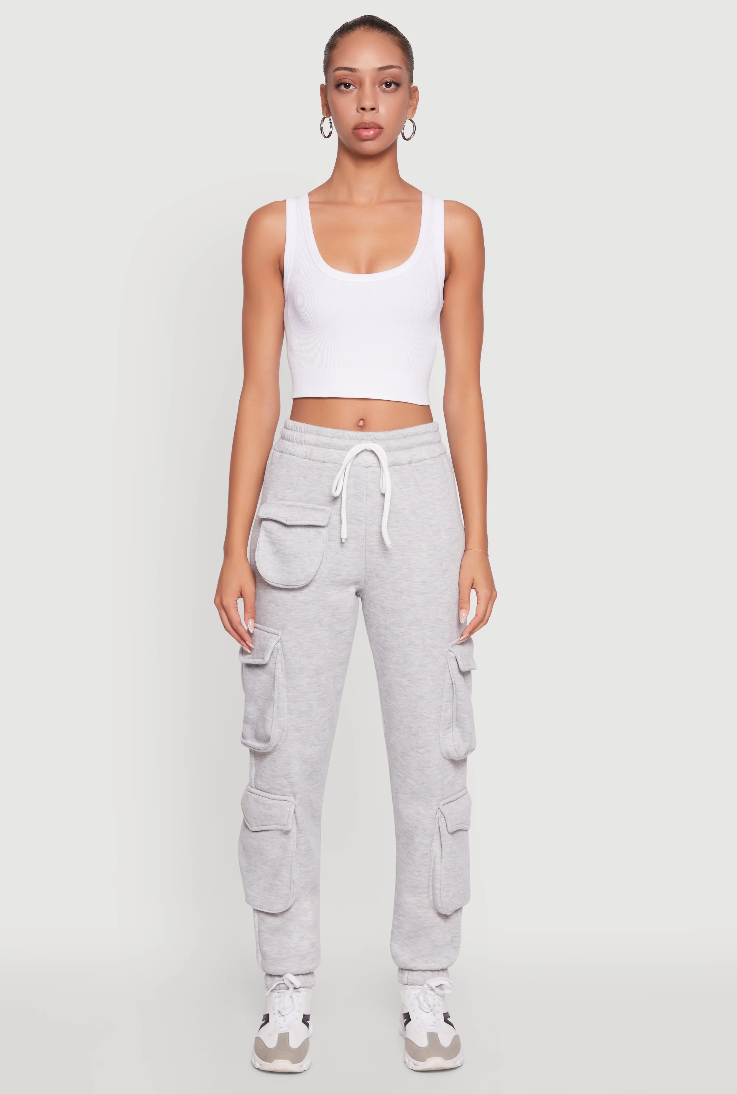 Fleece Drawstring Waist Cargo Joggers sold by Rainbow product image thumbnail 2