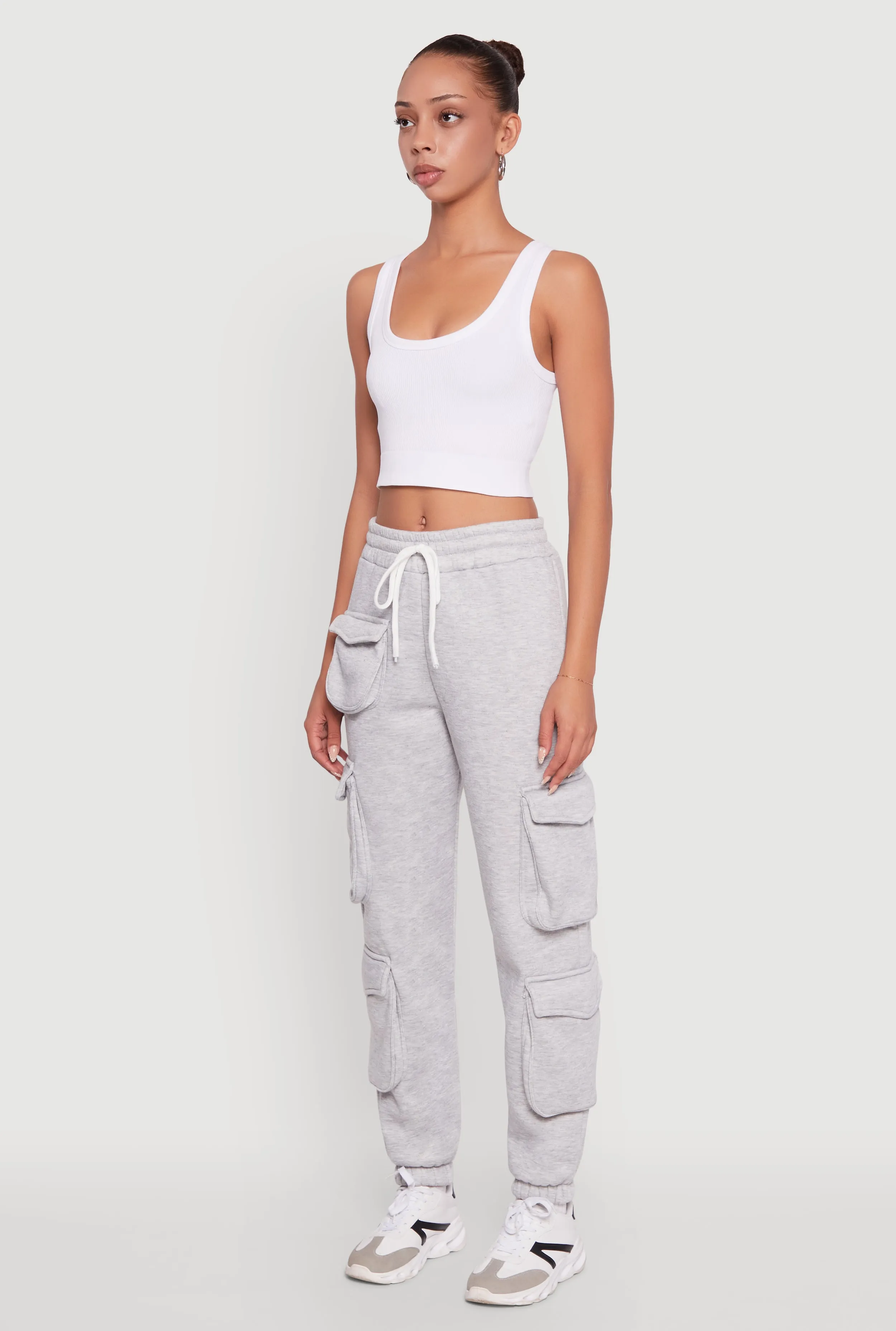 Fleece Drawstring Waist Cargo Joggers sold by Rainbow product image thumbnail 3