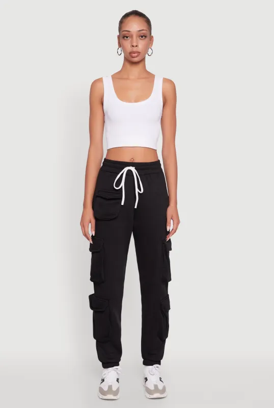 Fleece Drawstring Waist Cargo Joggers sold by Rainbow