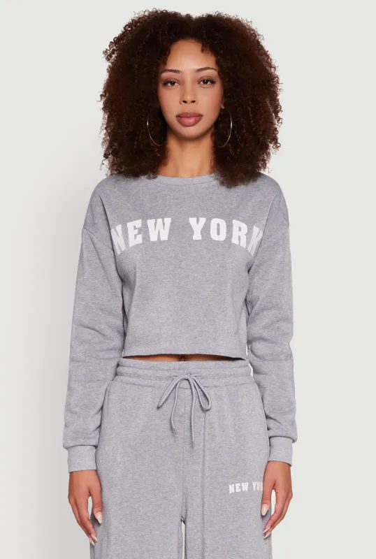 New York Graphic Cropped Sweatshirt sold by Rainbow