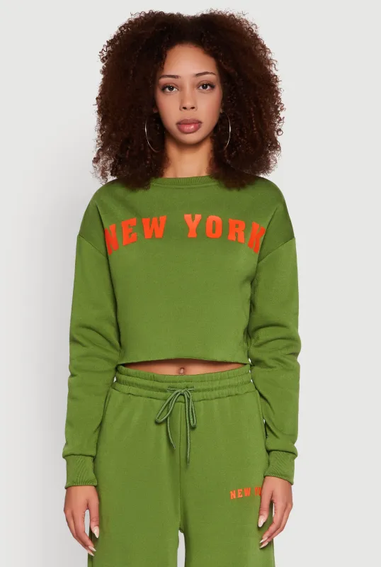 New York Graphic Cropped Sweatshirt sold by Rainbow