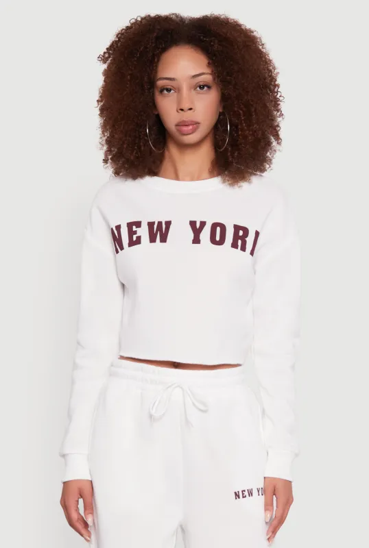 New York Graphic Cropped Sweatshirt sold by Rainbow