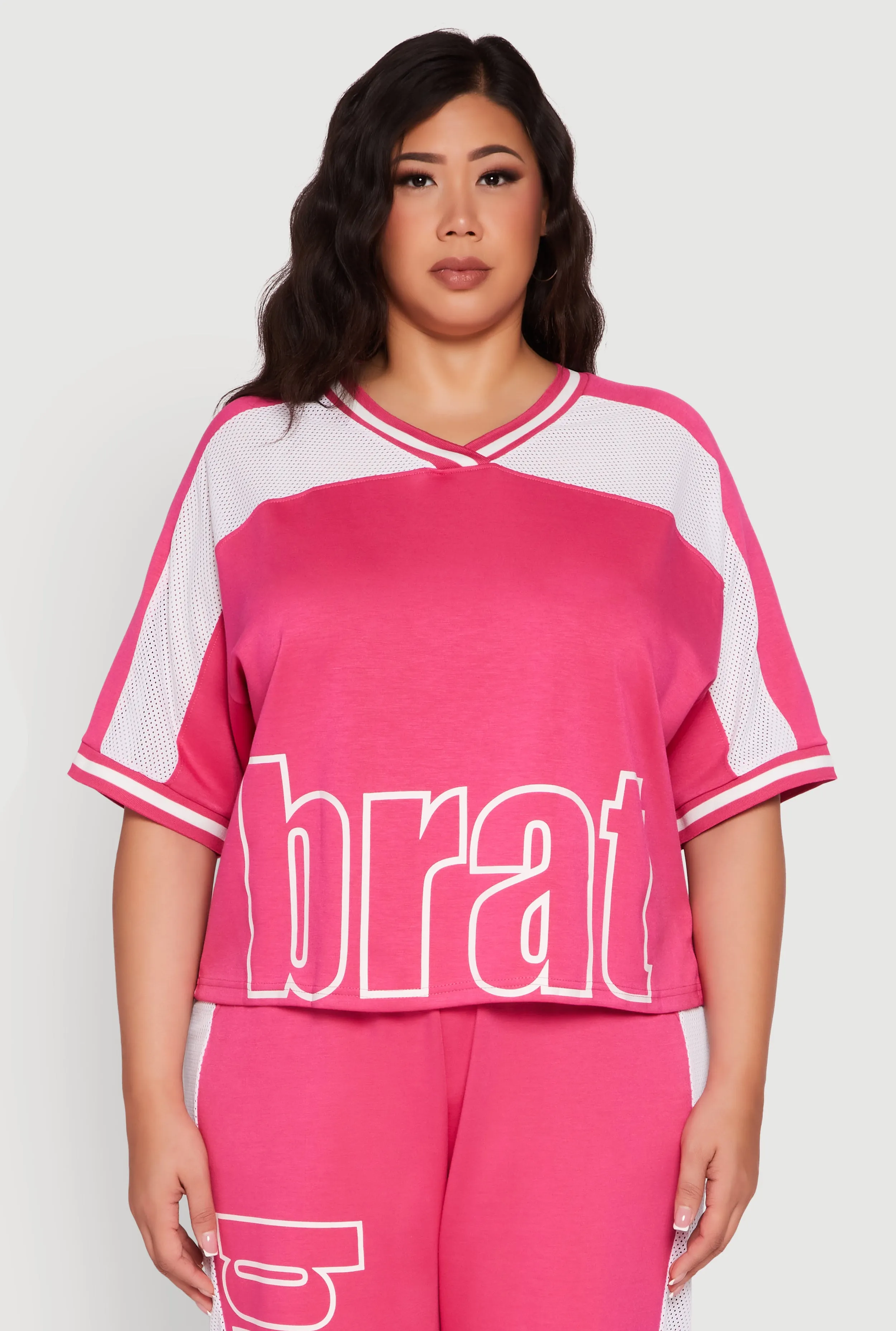 Plus Size Brat Football Graphic Top sold by Rainbow