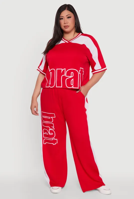 Plus Size Brat Graphic High Waisted Active Pants sold by Rainbow