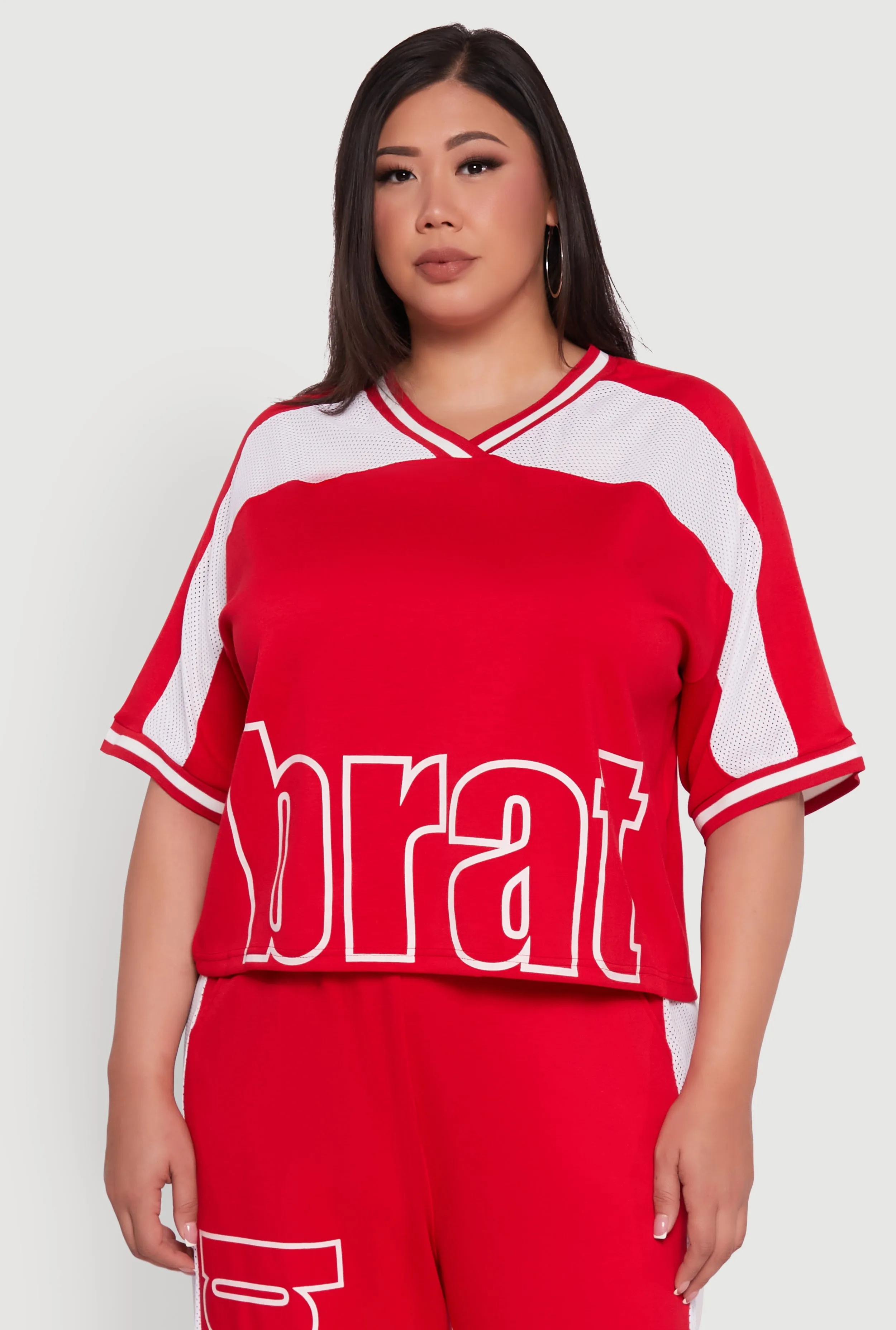 Plus Size Brat Football Graphic Top sold by Rainbow