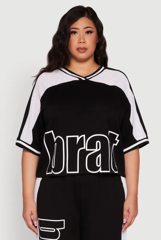 Plus Size Brat Football Graphic Top sold by Rainbow