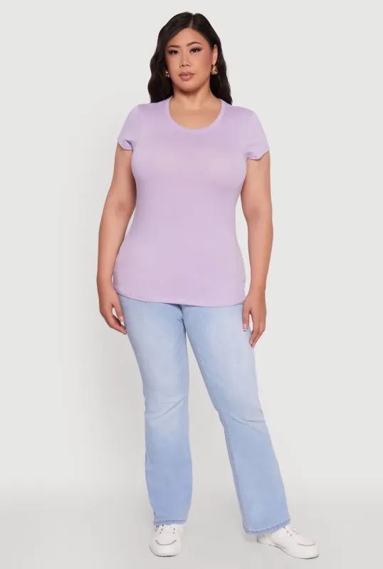 Plus Size Basic Crew Neck Tee sold by Rainbow