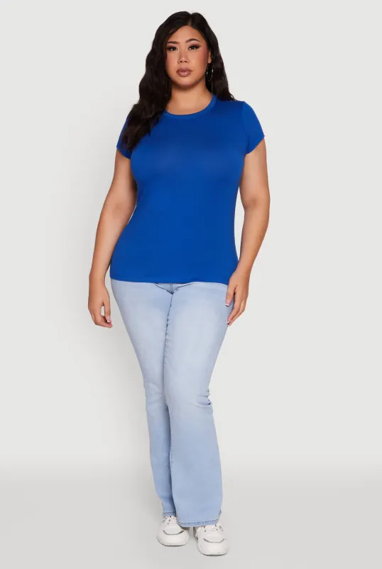 Plus Size Basic Crew Neck Tee sold by Rainbow
