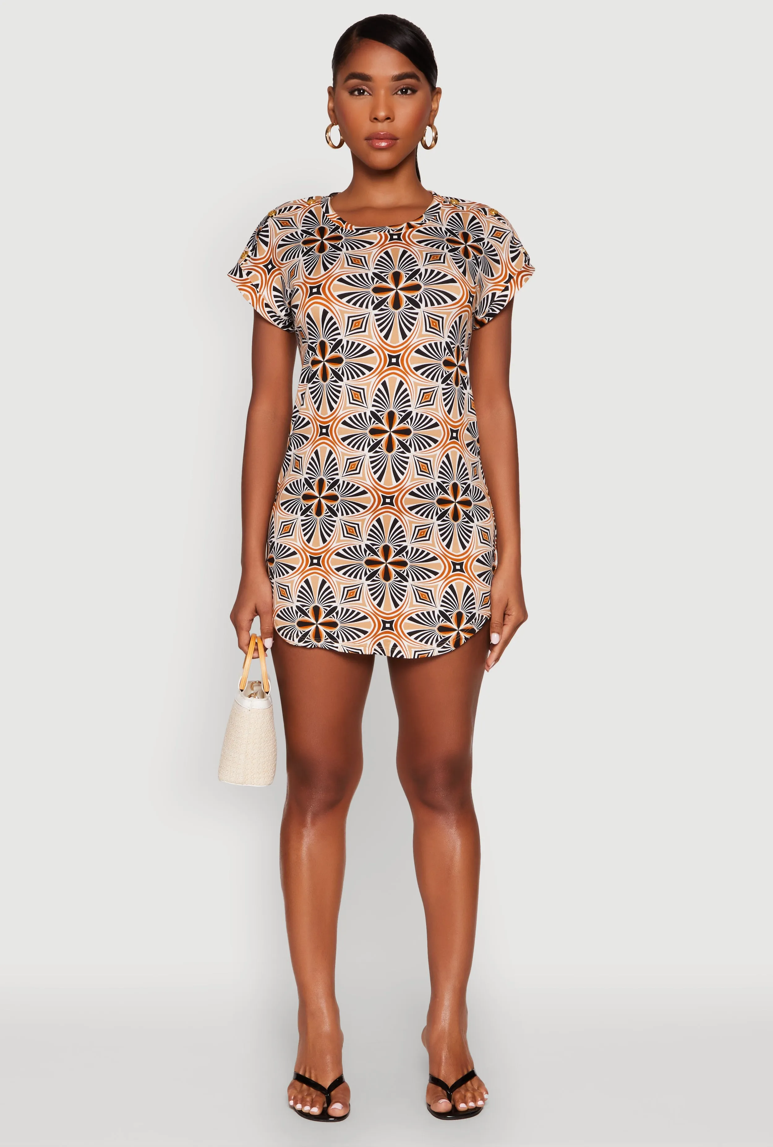 Short Sleeve Printed Pattern Dress sold by Rainbow