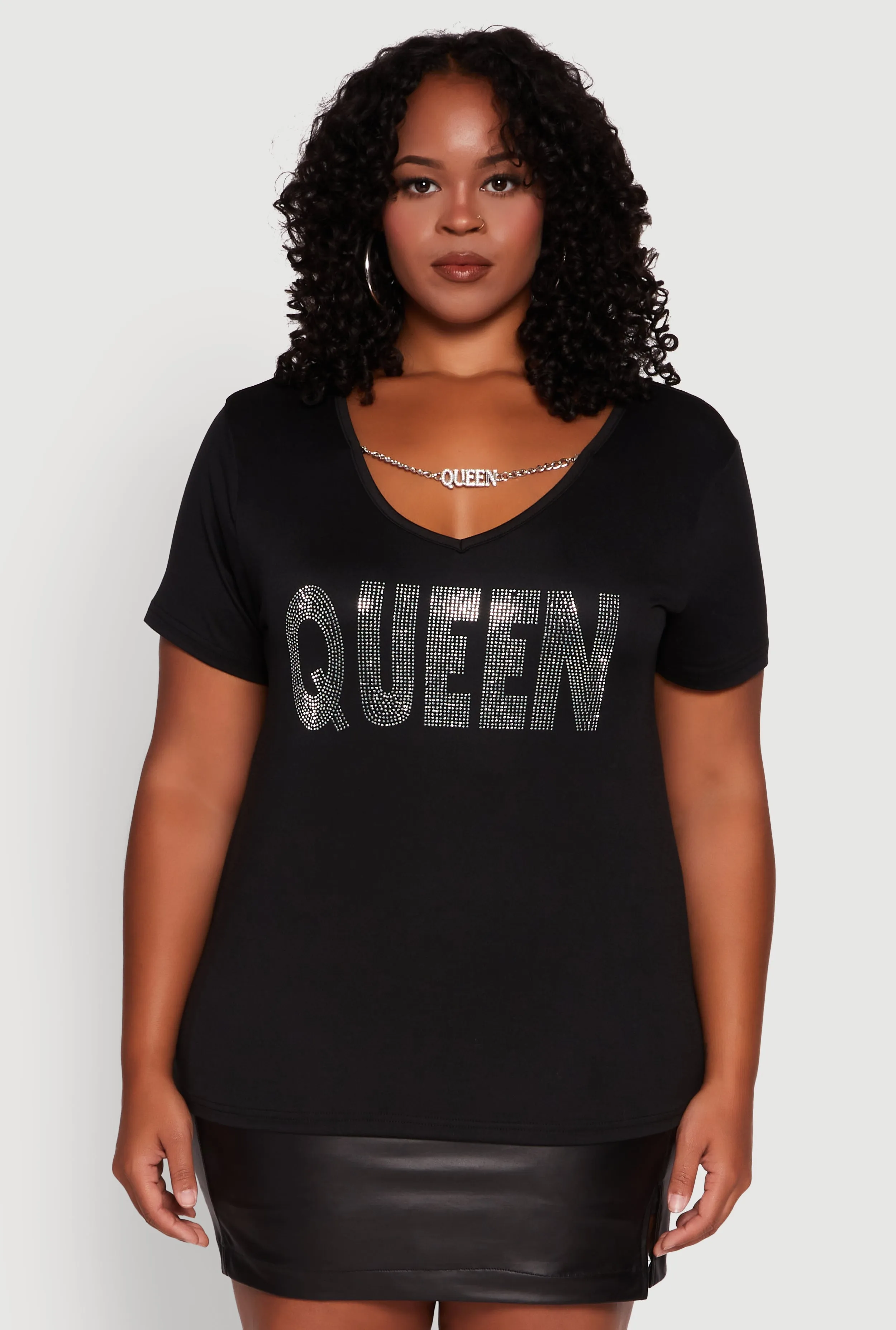 Plus Size Chain Detail Rhinestone Queen Top sold by Rainbow product image thumbnail 2