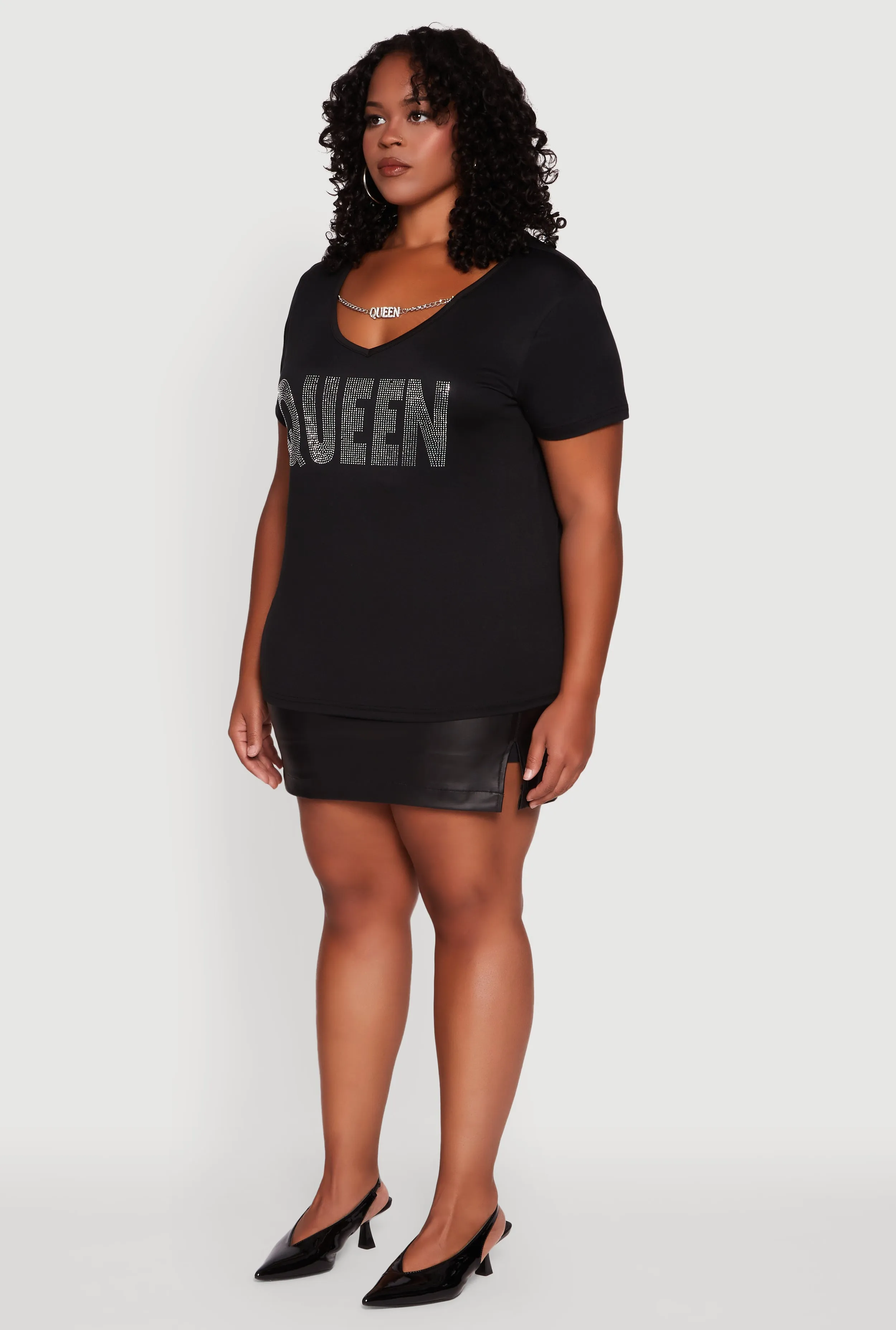 Plus Size Chain Detail Rhinestone Queen Top sold by Rainbow product image thumbnail 5