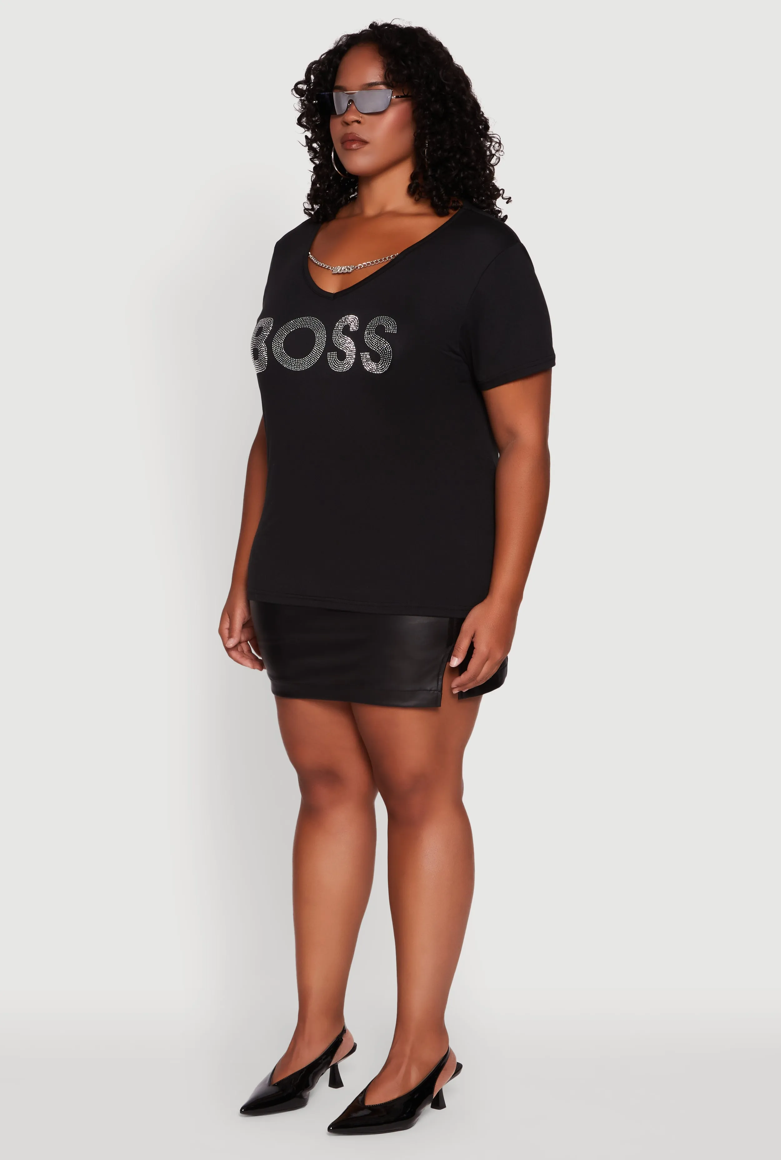 Plus Size Chain Detail Rhinestone Boss Top sold by Rainbow product image thumbnail 5