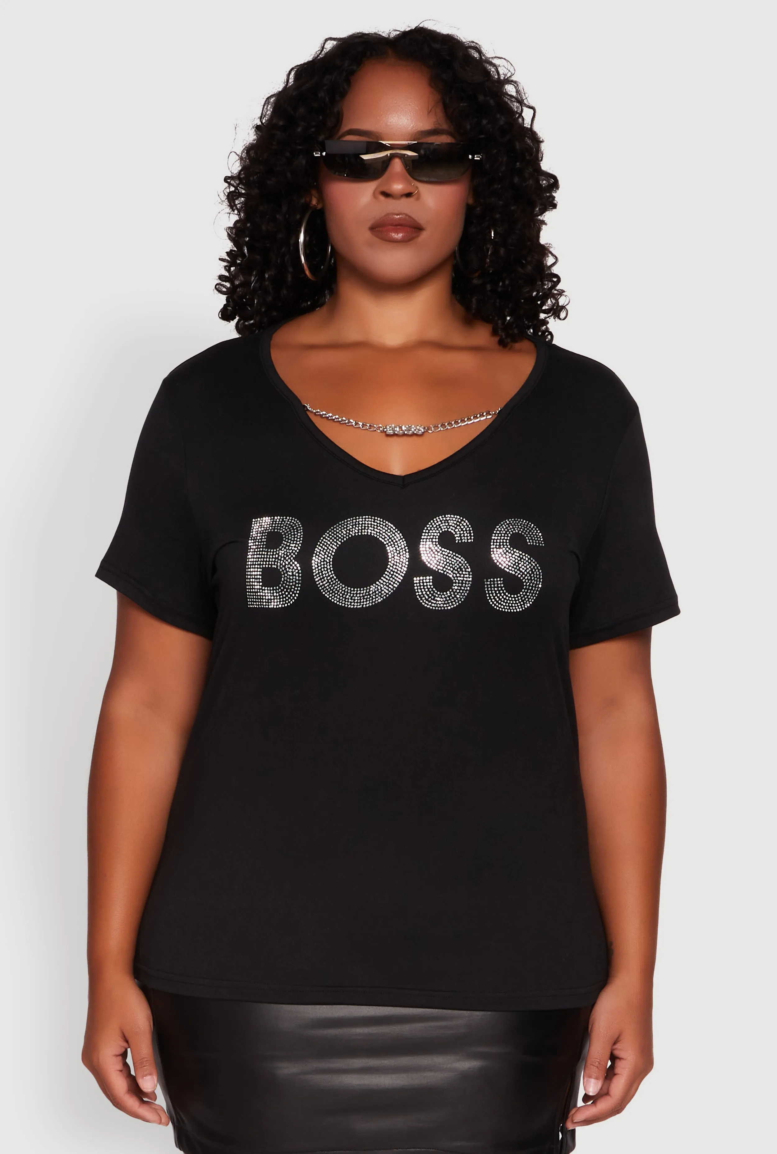 Plus Size Chain Detail Rhinestone Boss Top sold by Rainbow product image thumbnail 2
