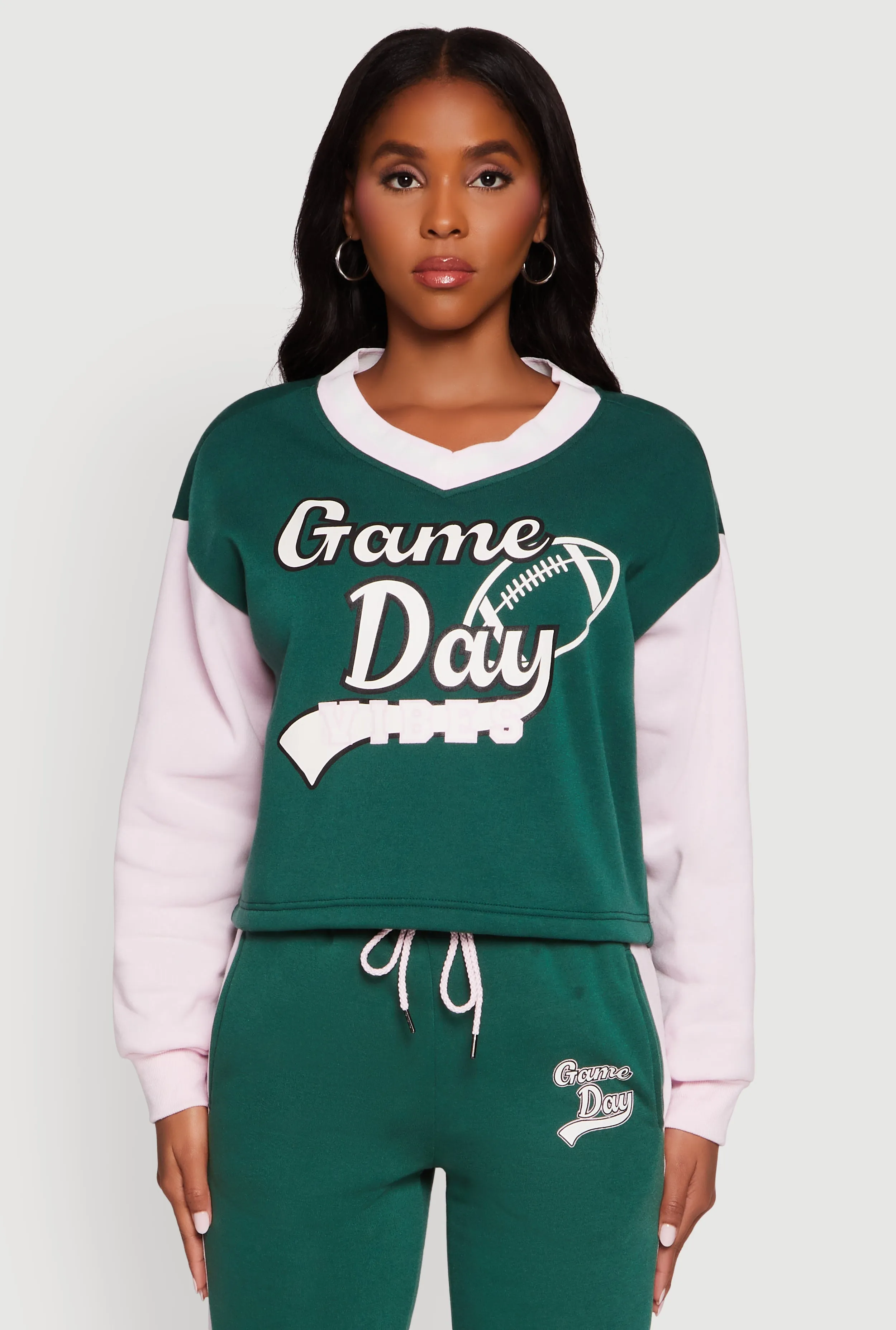 Graphic Varsity Stripe Pull Over Sweatshirt sold by Rainbow