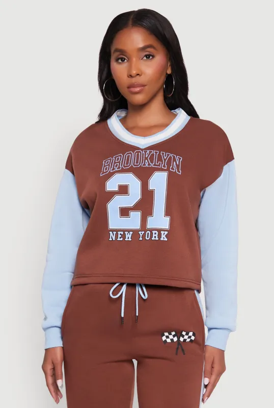 Graphic Varsity Stripe Pull Over Sweatshirt sold by Rainbow