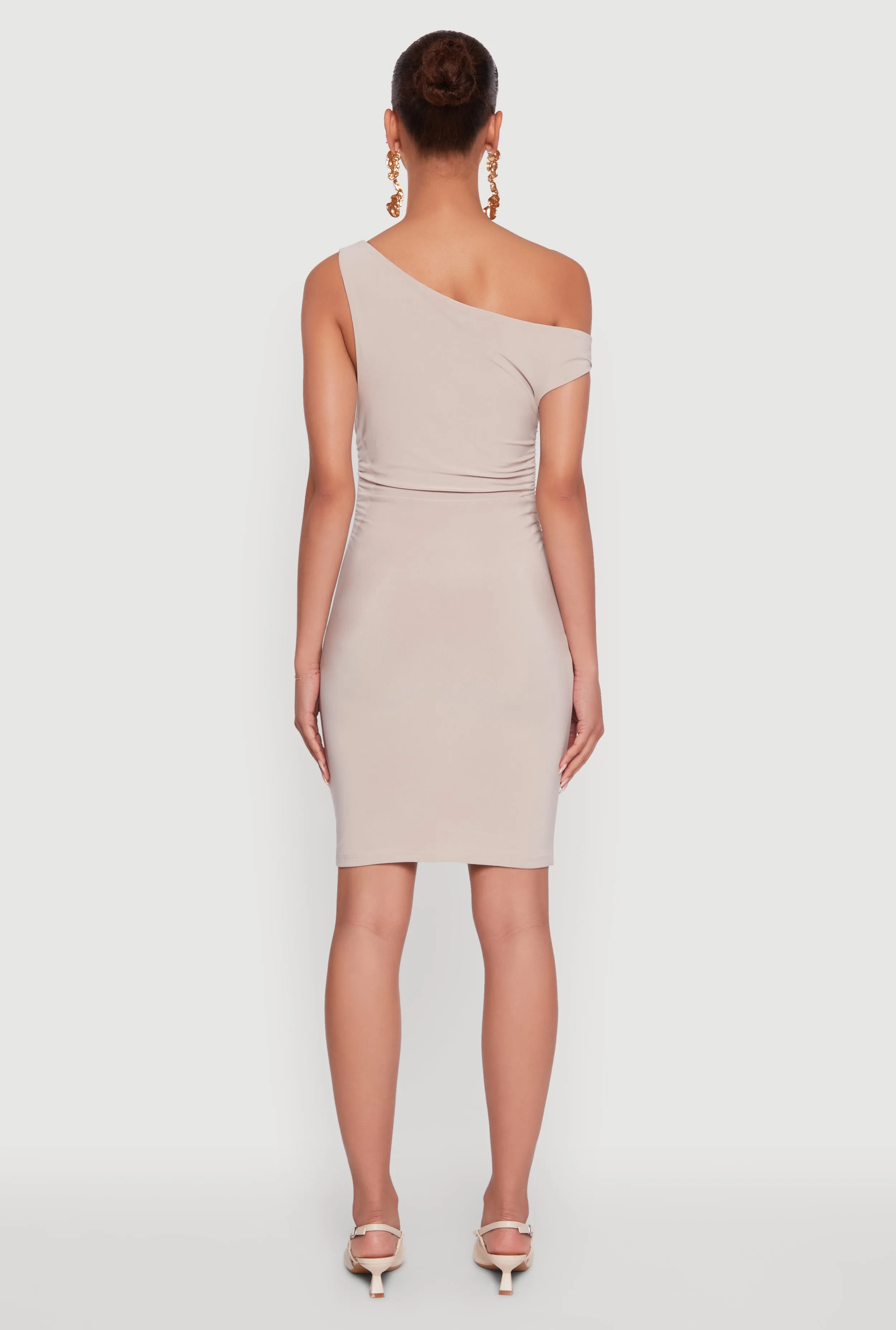 Asymmetrical Shoulder Ruched Side Mini Dress sold by Rainbow product image thumbnail 5