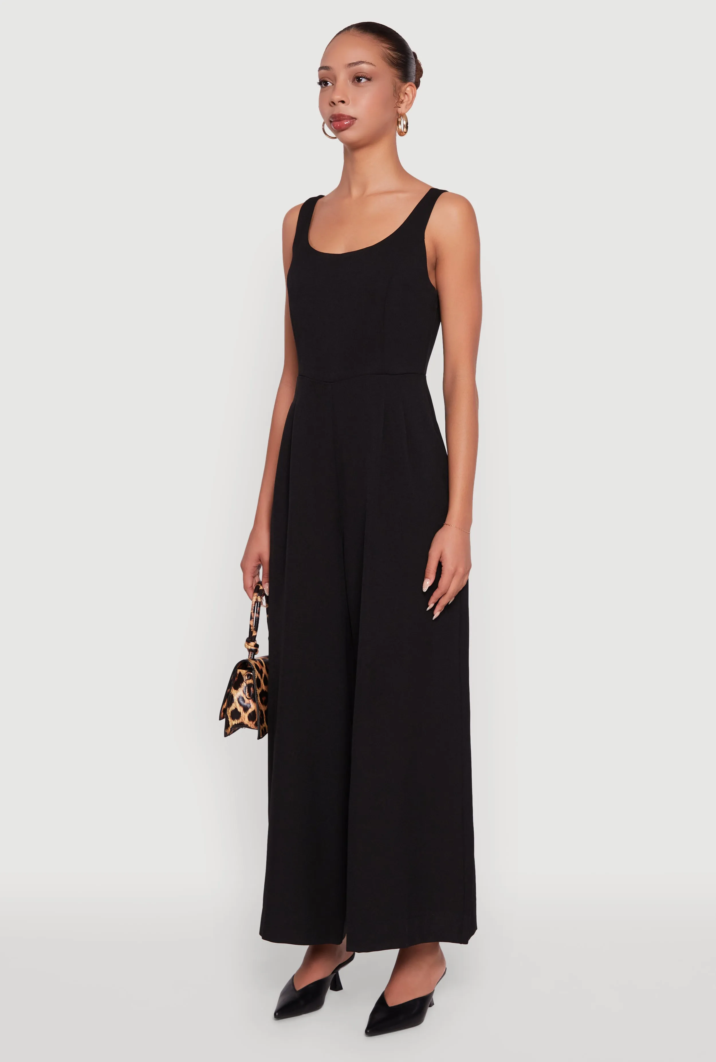 Solid Crepe Knit Sleeveless Jumpsuit with Zip Back sold by Rainbow product image thumbnail 3