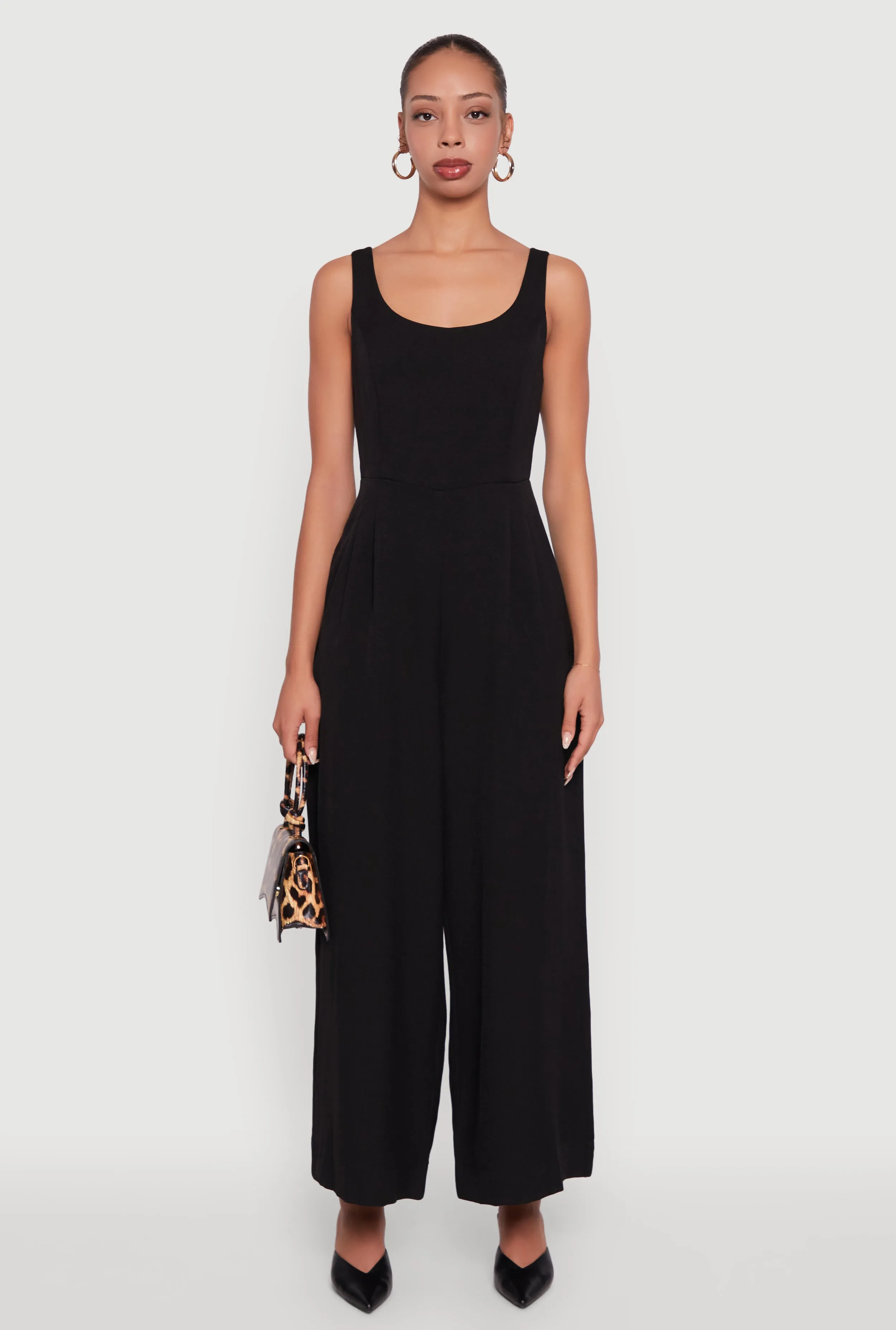 Solid Crepe Knit Sleeveless Jumpsuit with Zip Back sold by Rainbow product image thumbnail 2
