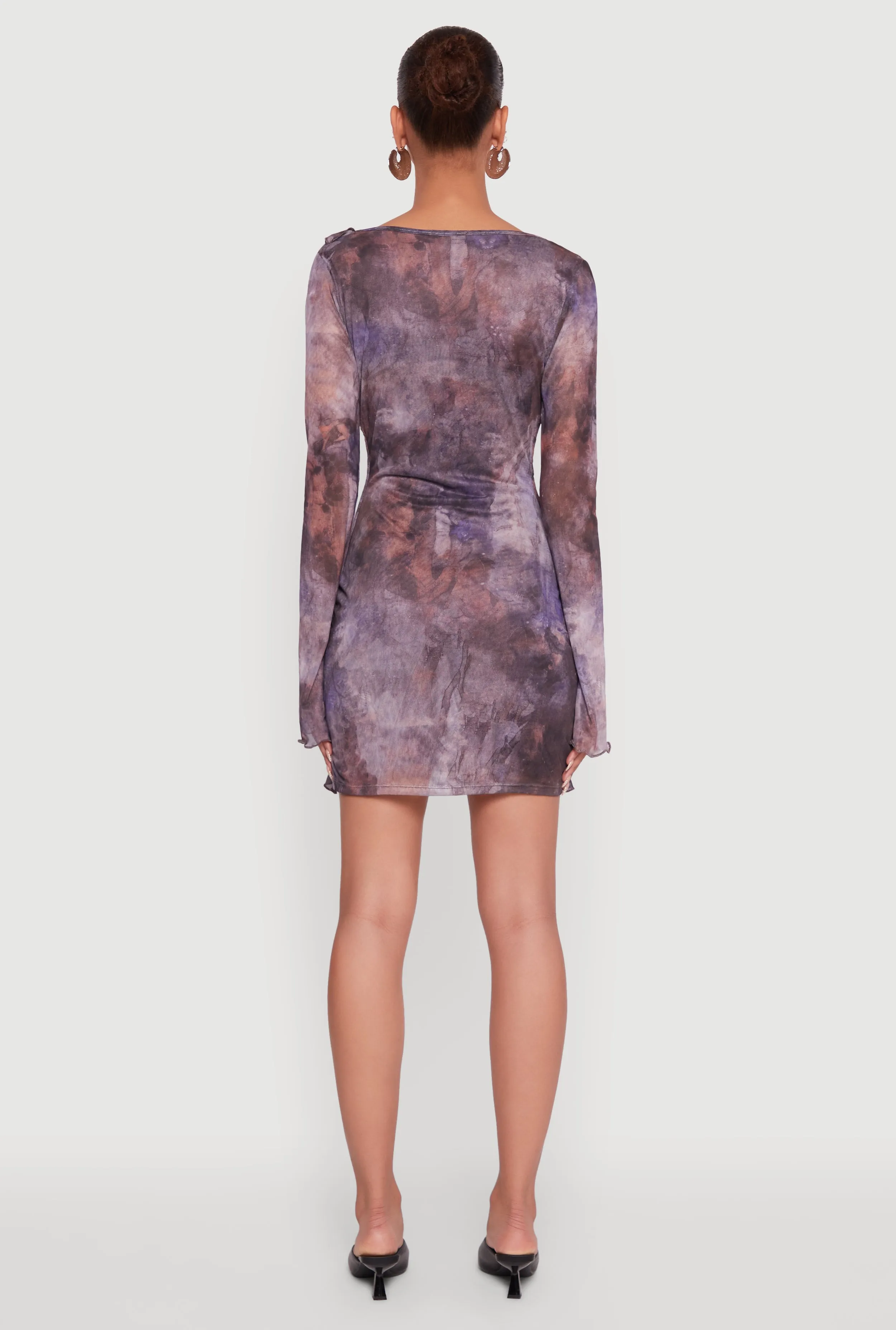 Ruffle Mesh Tie Front Bodycon Dress sold by Rainbow product image thumbnail 5