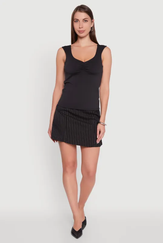 Ruched V Neck Tank Top with Shelf Bra sold by Rainbow