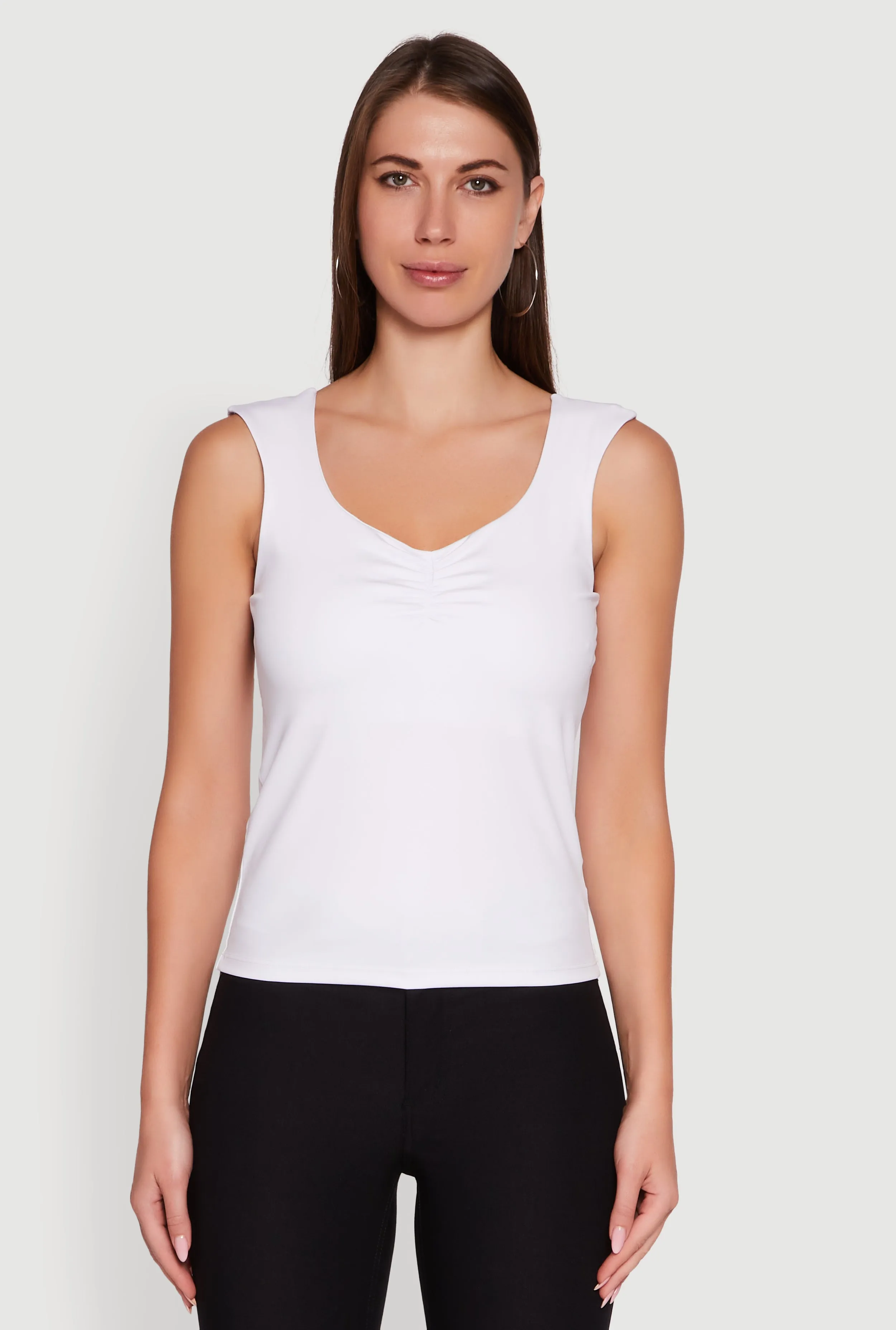 Ruched V Neck Tank Top with Shelf Bra sold by Rainbow product image thumbnail 2