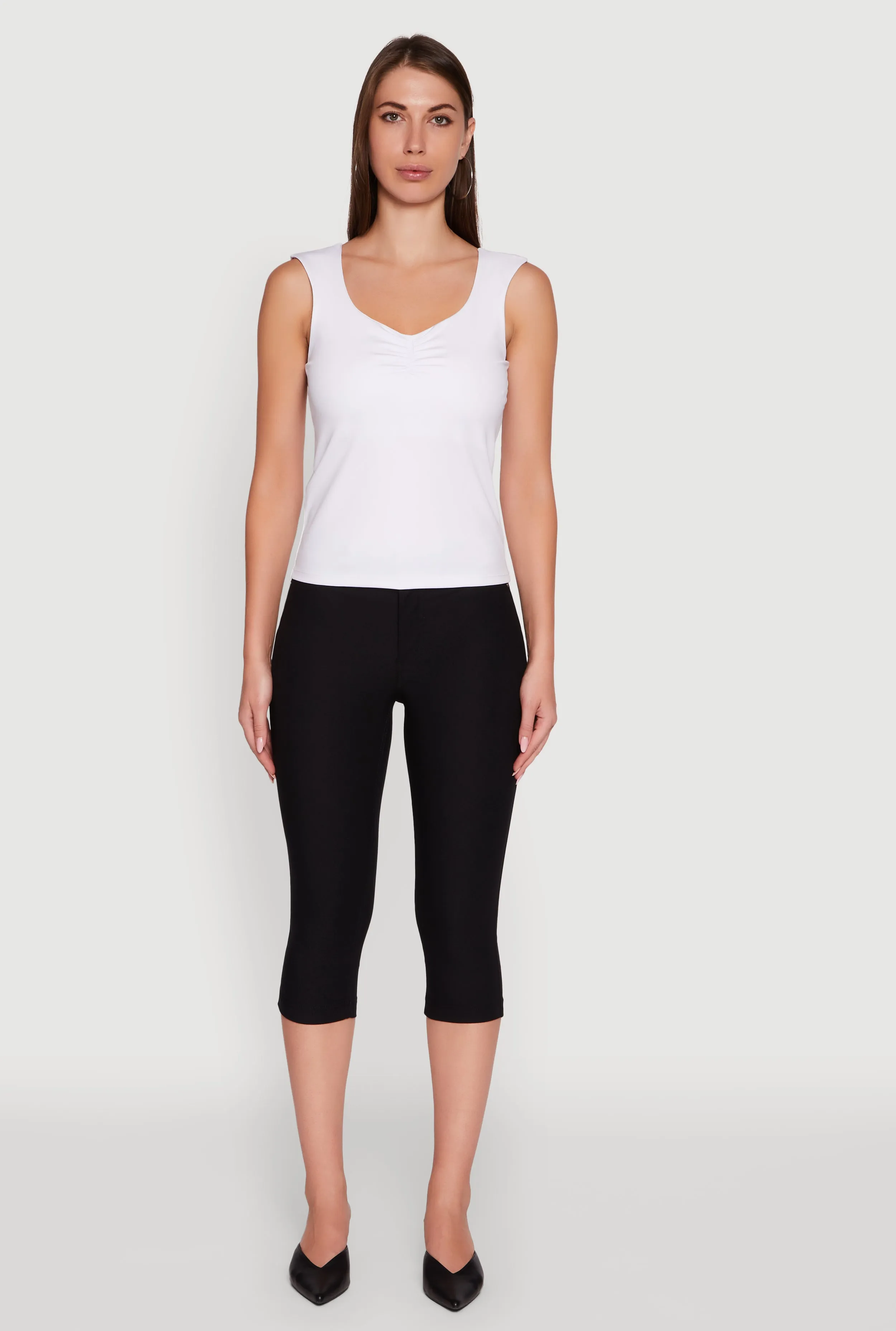 Ruched V Neck Tank Top with Shelf Bra sold by Rainbow product image thumbnail 3