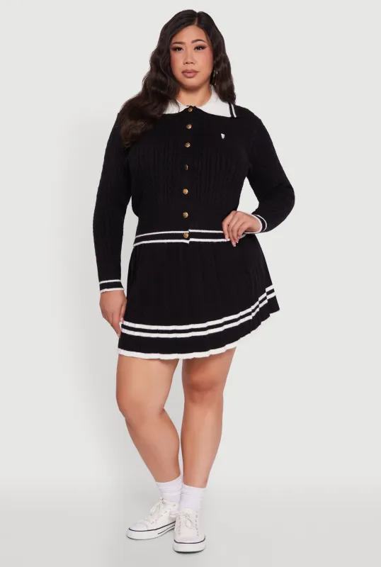 Plus Size High Waisted Varsity Stripe Pleated Skirt sold by Rainbow