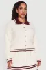 Plus Size Bear Patch Graphic Varsity Stripe Cardigan sold by Rainbow