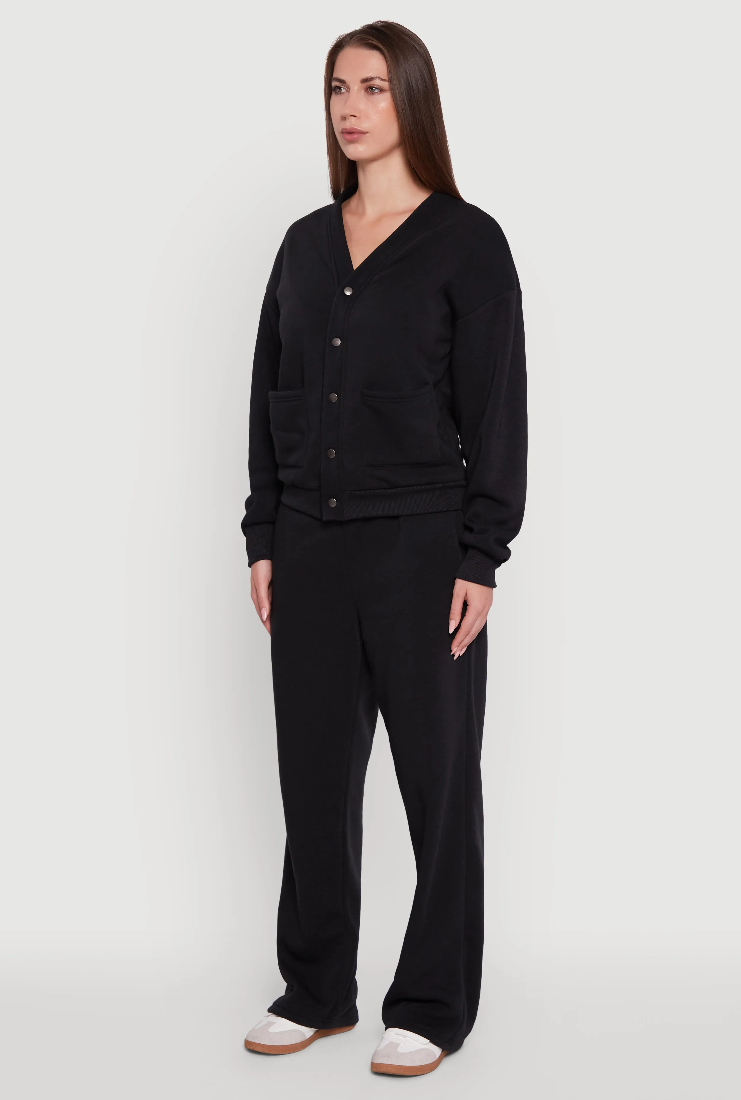 Oversized Fleece Lined V-Neck Button Front Cardigan sold by Rainbow product image thumbnail 5