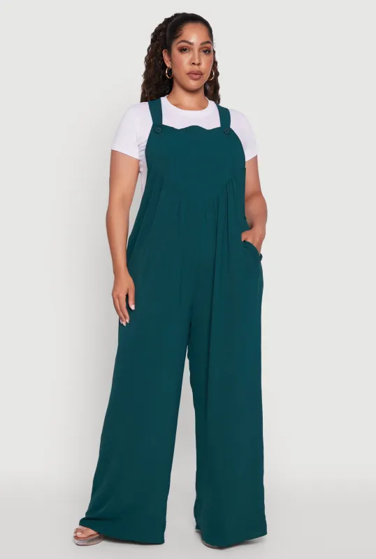 Plus Size Crepe Knit Wide Leg Jumpsuit sold by Rainbow