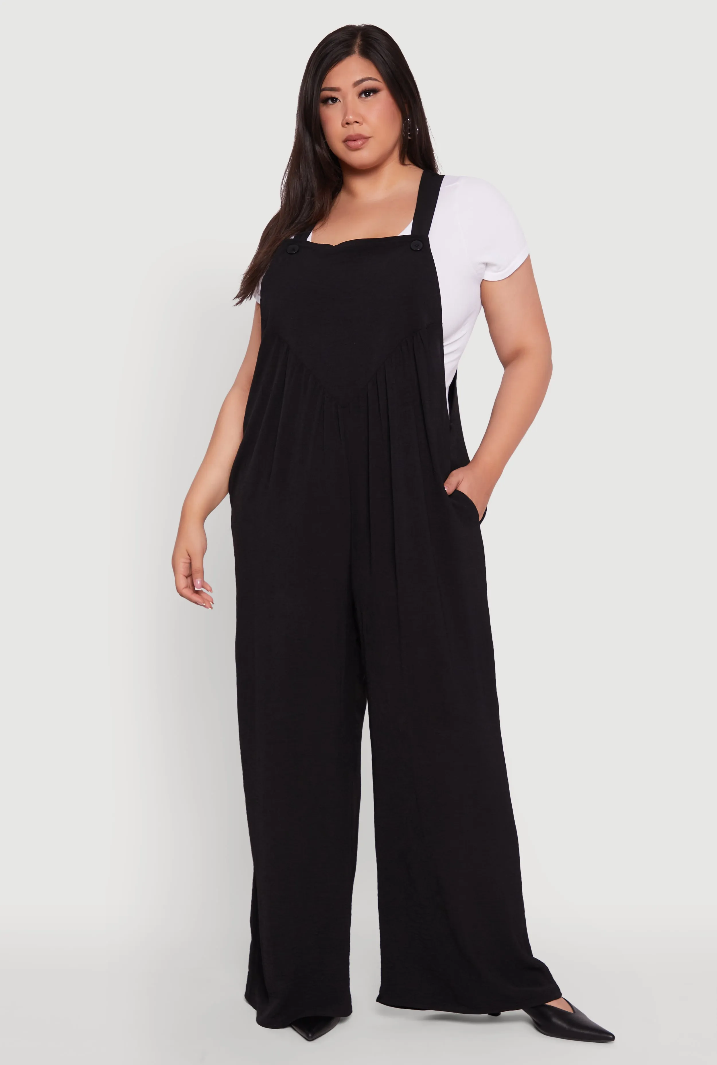 Plus Size Crepe Knit Wide Leg Jumpsuit sold by Rainbow