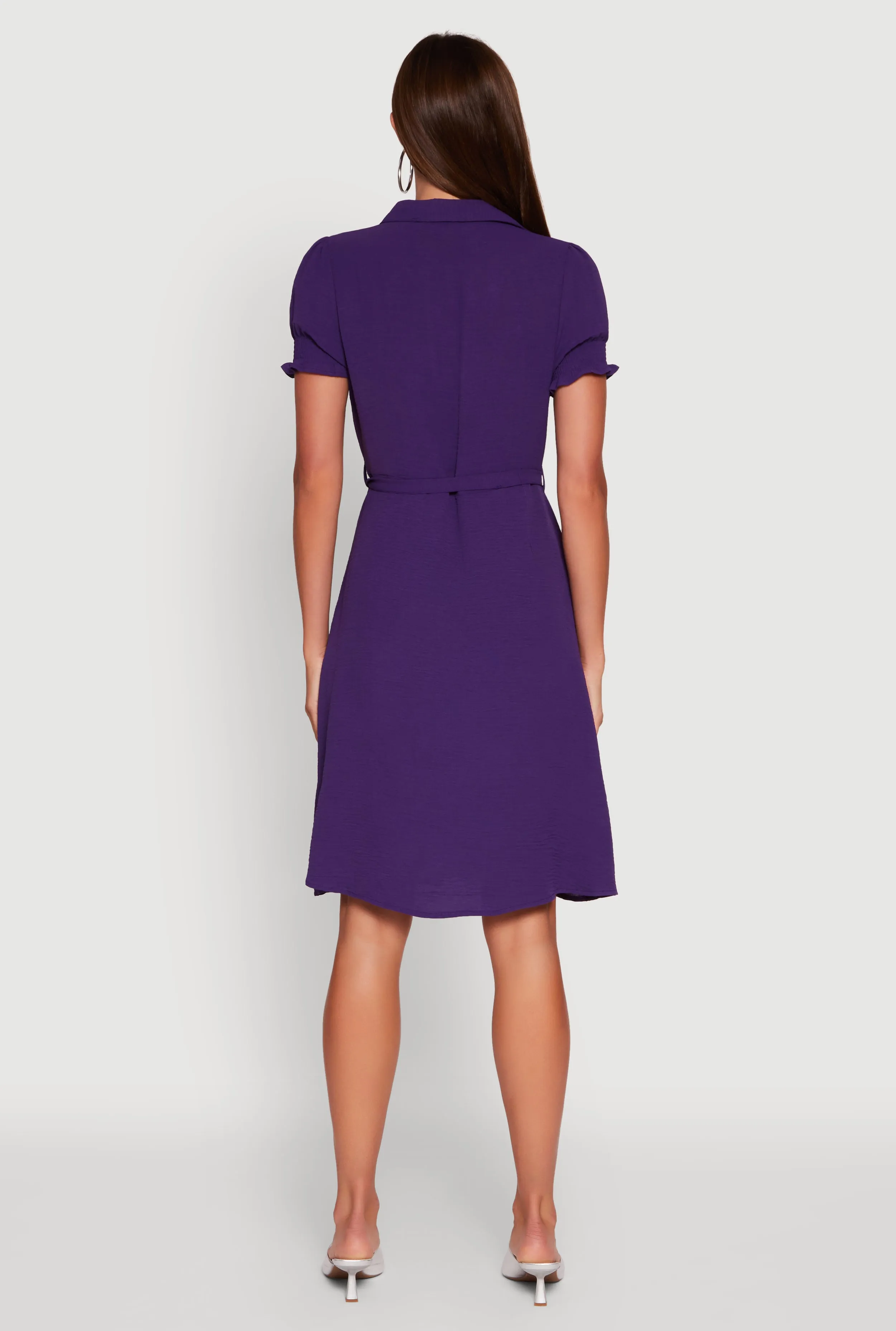 Crepe Knit Puff Sleeve Shirt Dress sold by Rainbow product image thumbnail 5