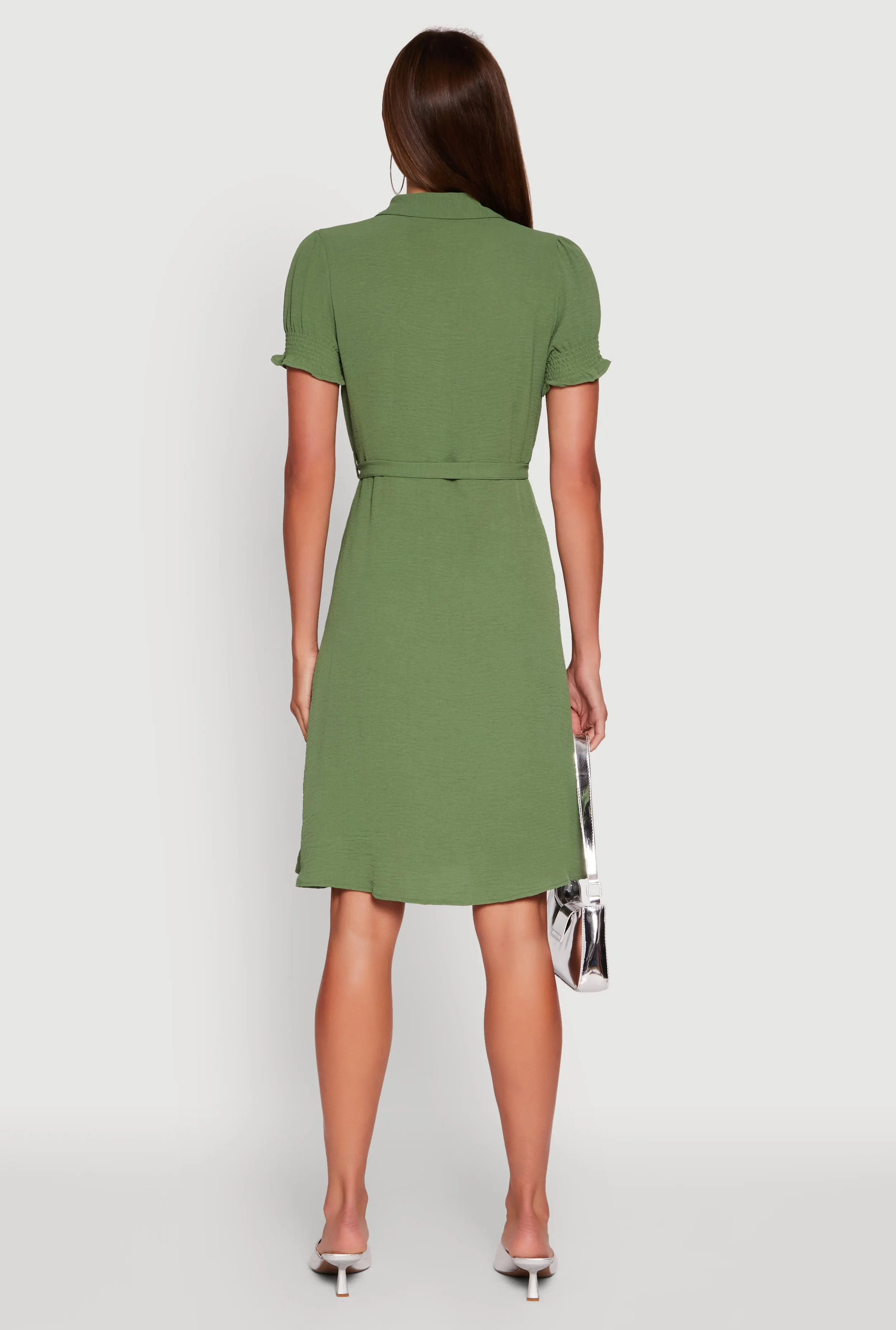 Crepe Knit Puff Sleeve Shirt Dress sold by Rainbow product image thumbnail 5