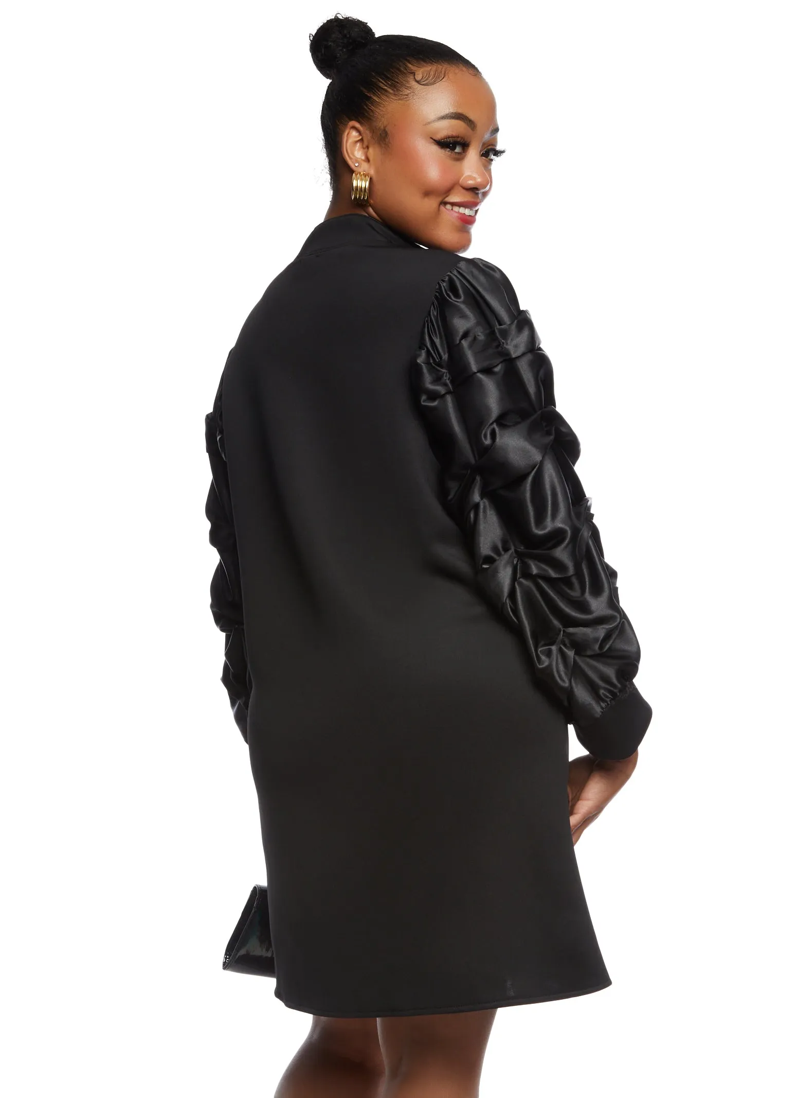 Plus Size Ruched Tiered Sleeve Zip Front Dress sold by Rainbow product image thumbnail 3