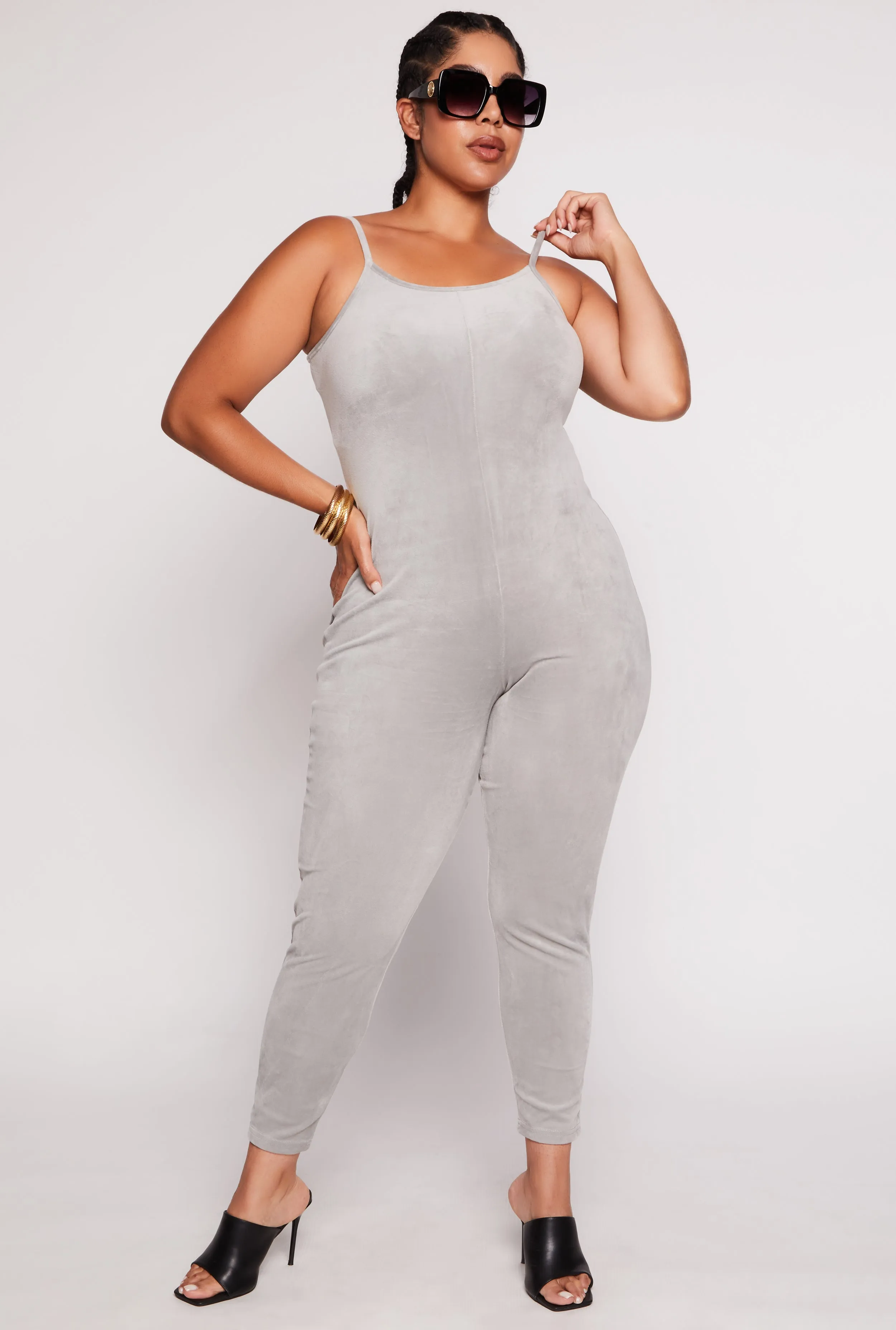 Plus Size Velour Cami Catsuit sold by Rainbow
