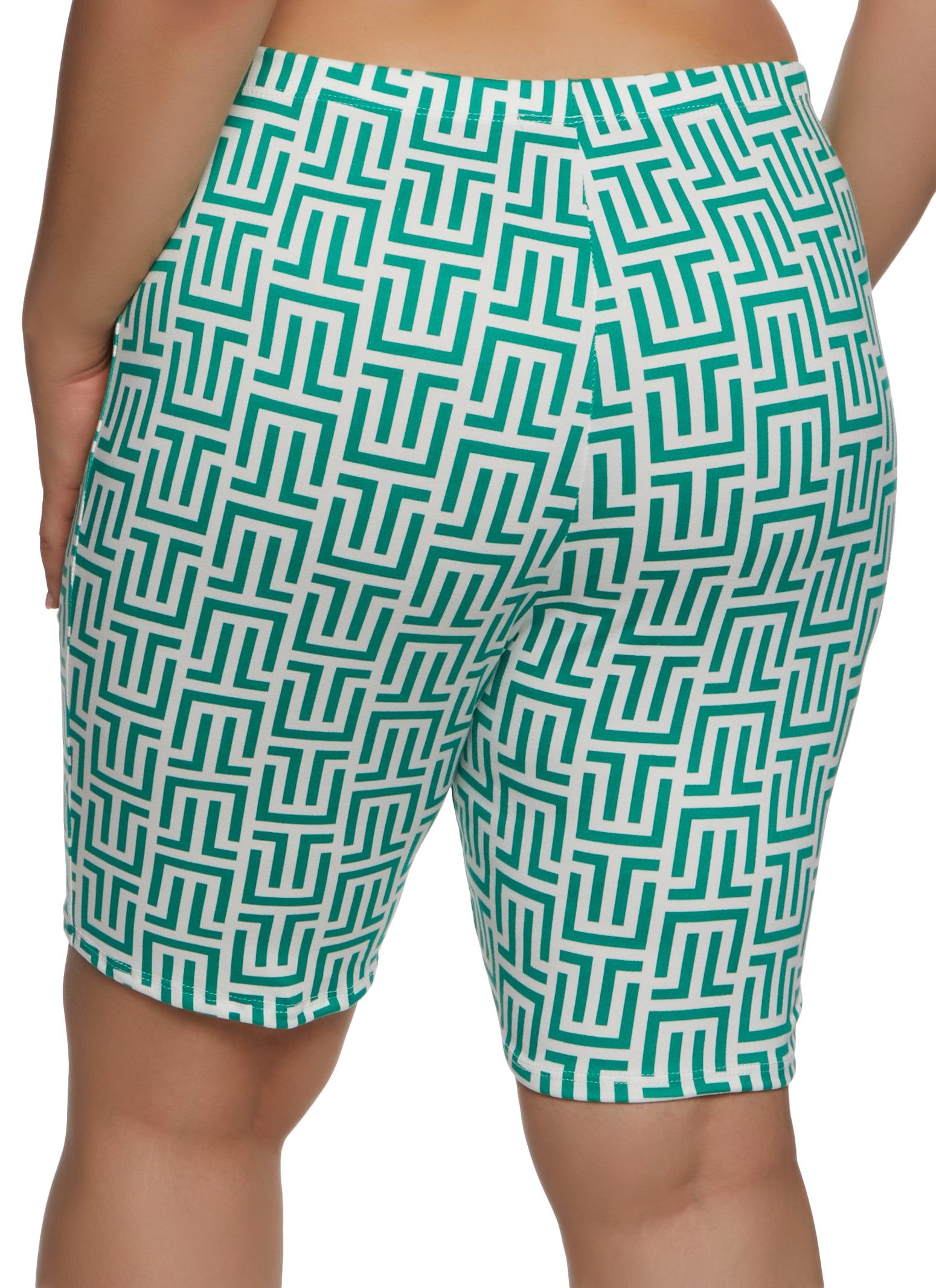 Plus Size Greek Key Print High Waist Biker Shorts sold by Rainbow product image thumbnail 2