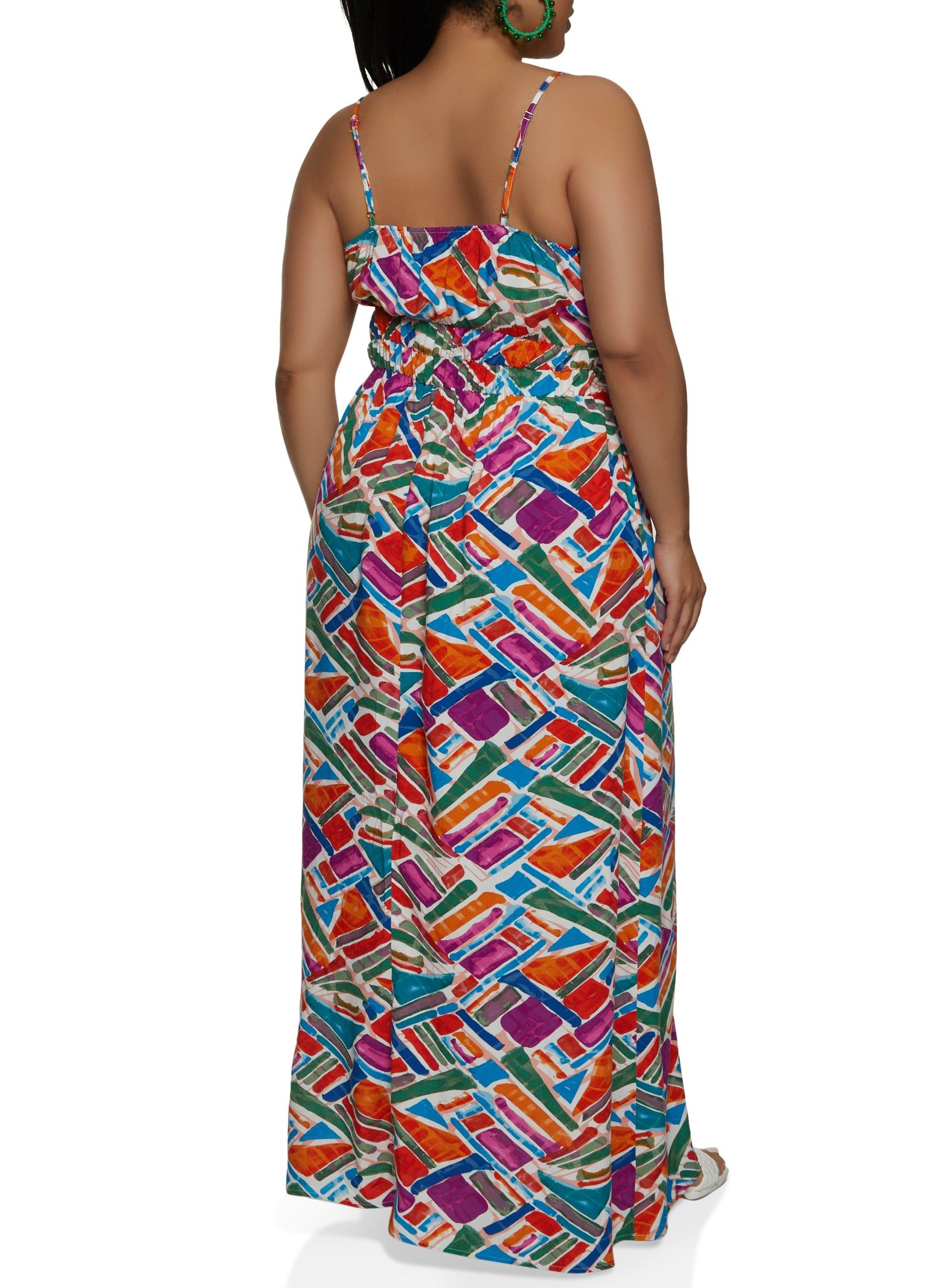 Plus Size Tropical Print Ruched Waist Maxi Dress sold by Rainbow product image thumbnail 3