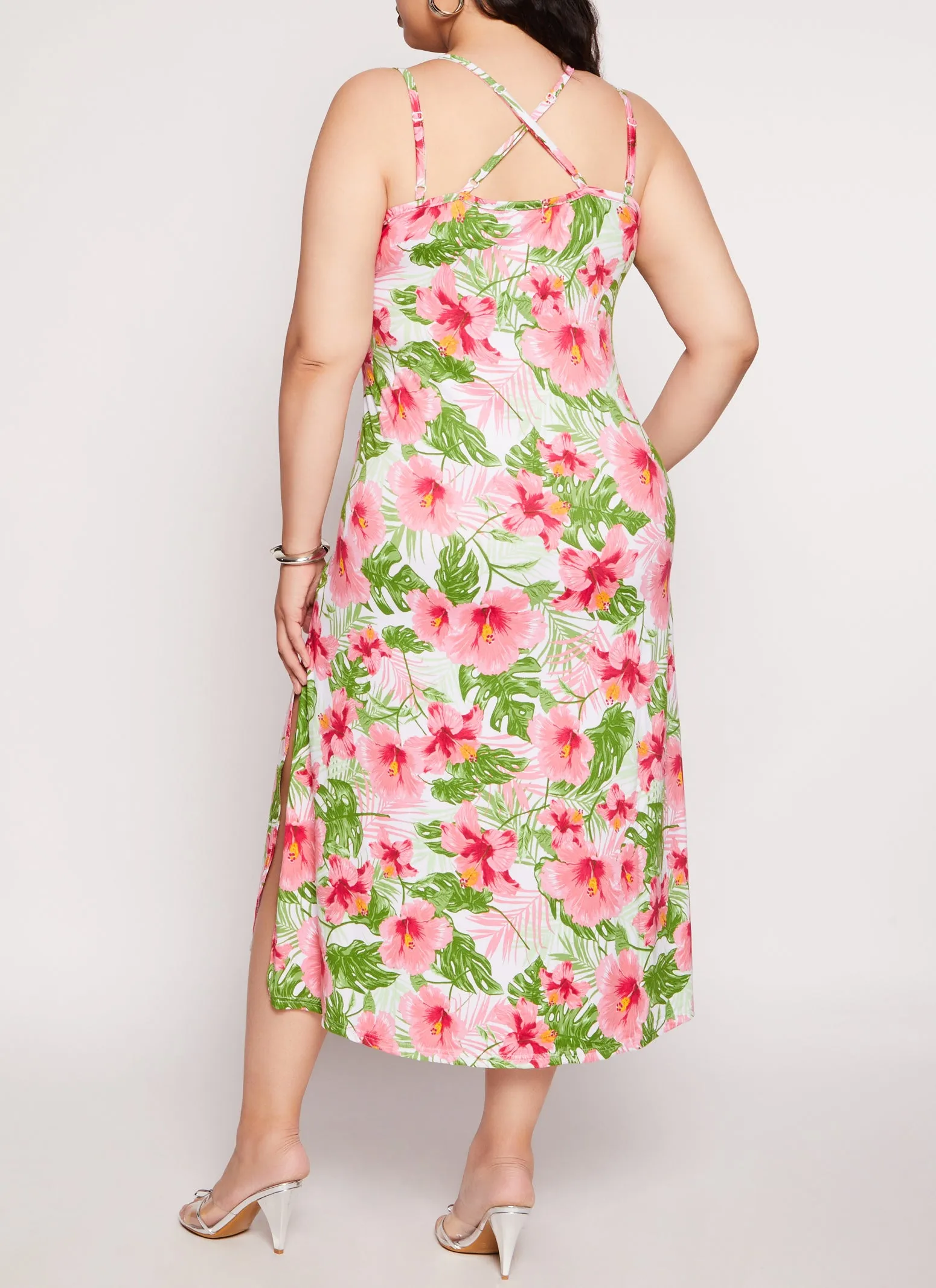 Plus Size Floral Print Double Strap Tank Dress sold by Rainbow product image thumbnail 3