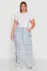 Plus Size Straight Leg Utility Jeans sold by Rainbow